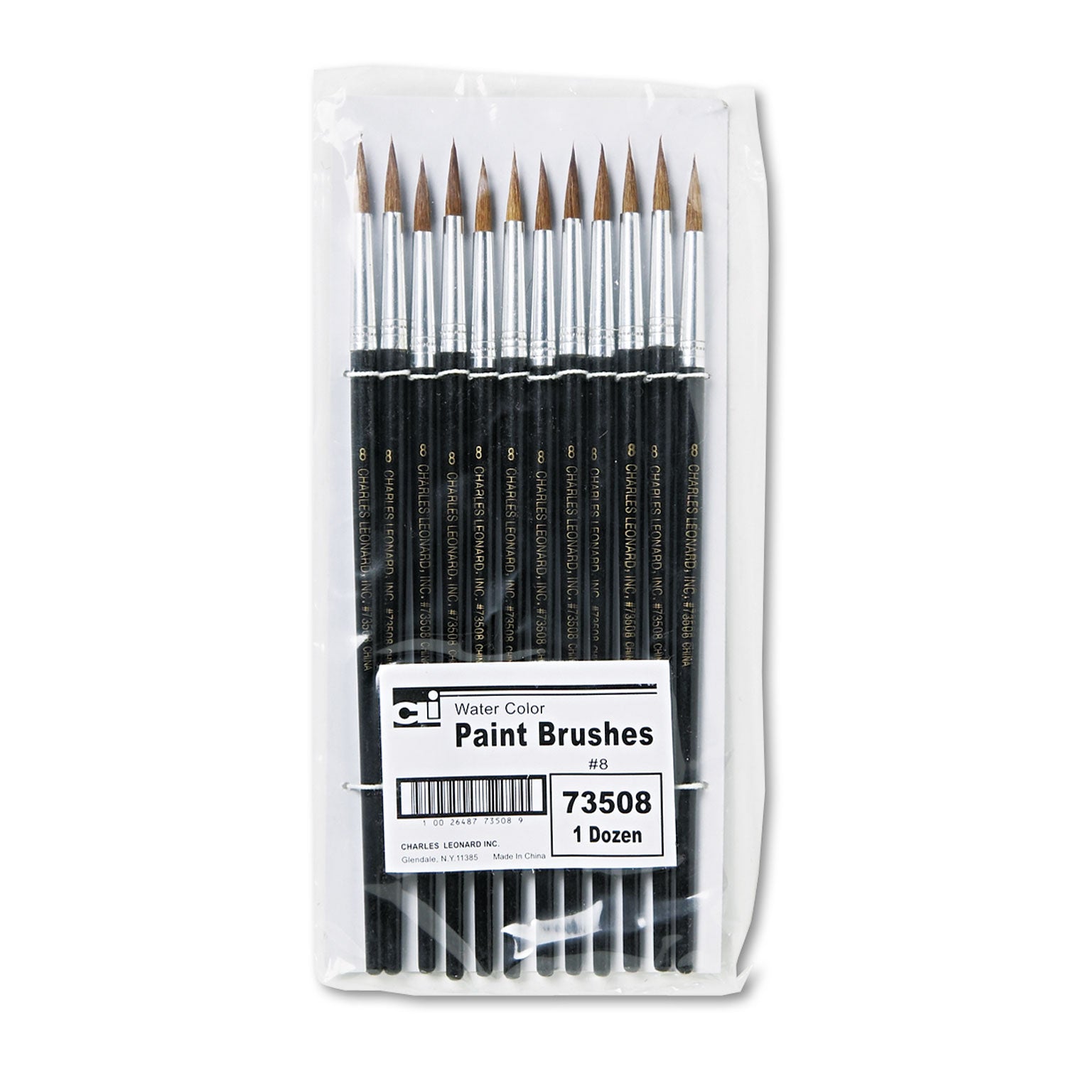 Artist Brush, Size 8, Camel Hair, Round Profile, 12/Pack -
