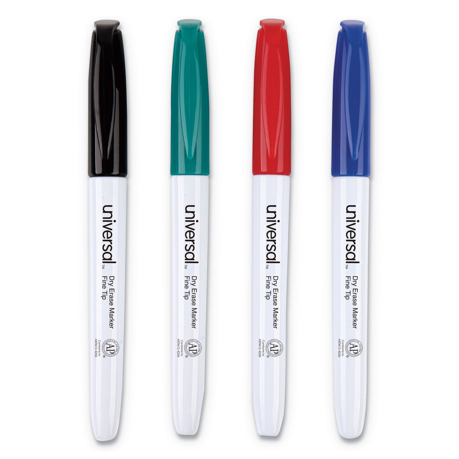 Pen Style Dry Erase Marker, Fine Bullet Tip, Assorted Colors, 4/Set -