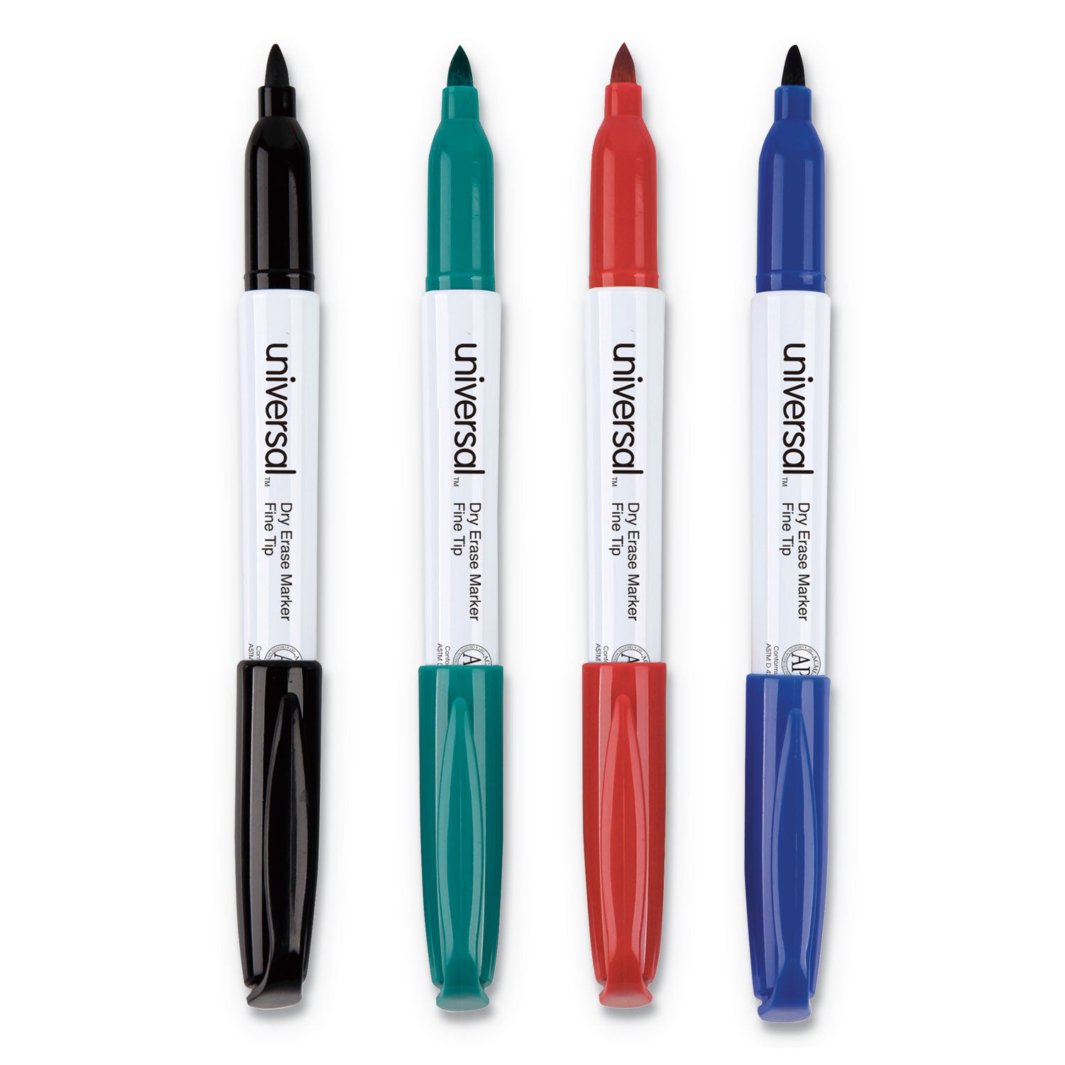 Pen Style Dry Erase Marker, Fine Bullet Tip, Assorted Colors, 4/Set -