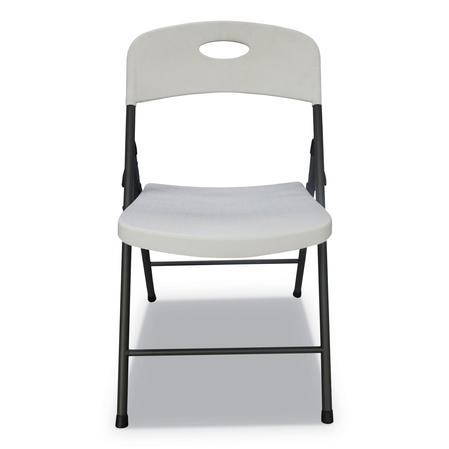 Molded Resin Folding Chair, Supports Up to 225 lb, 18.19" Seat Height, White Seat, White Back, Dark Gray Base, 4/Carton -