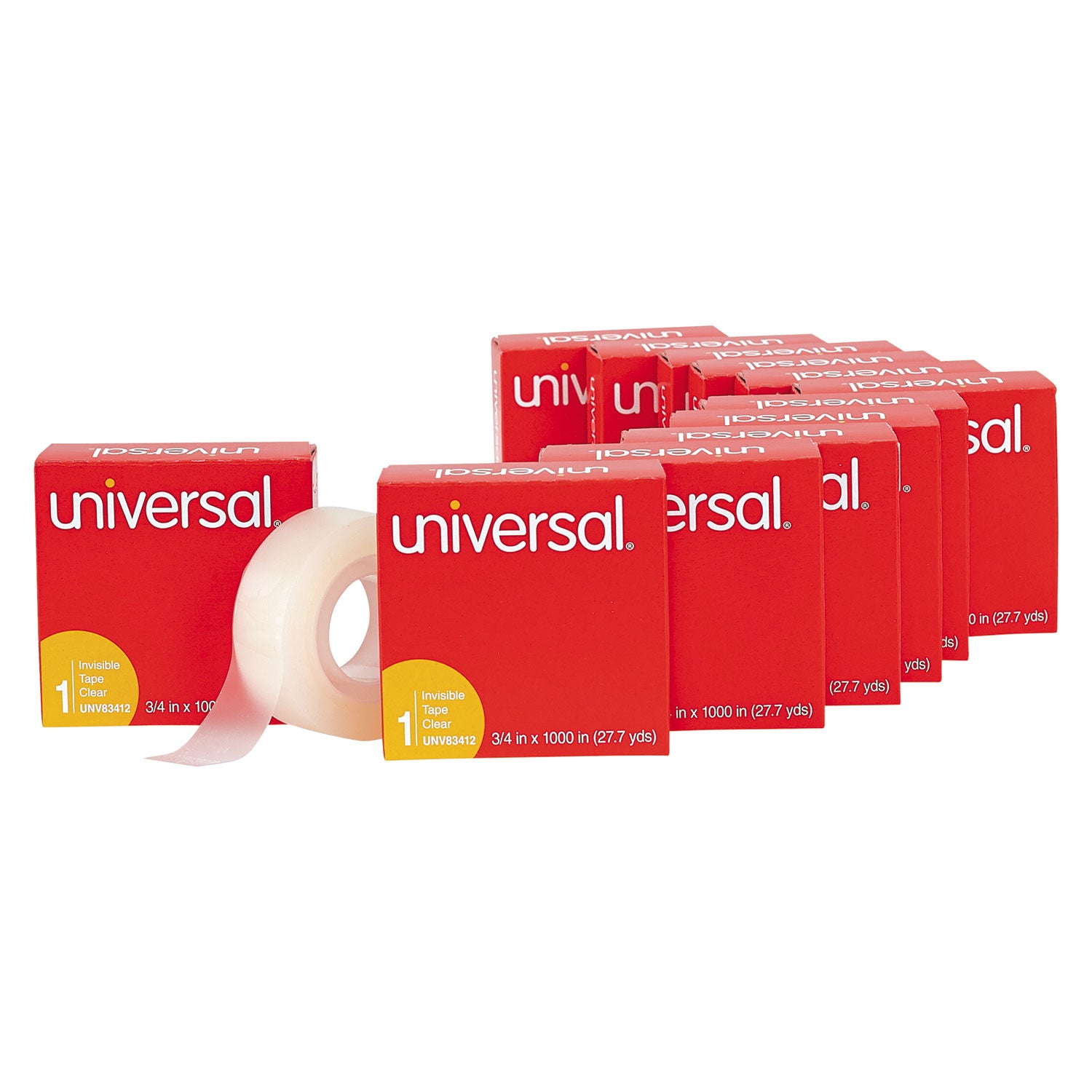 Invisible Tape, 1" Core, 0.75" x 83.33 ft, Clear, 12/Pack -