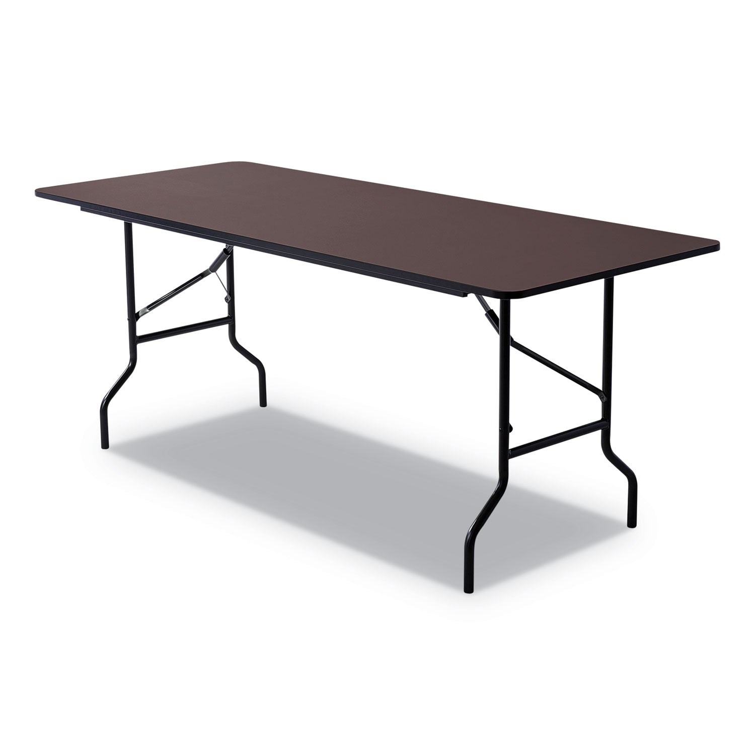 OfficeWorks Classic Wood-Laminate Folding Table, Curved Legs, Rectangular, 72" x 30" x 29", Walnut -