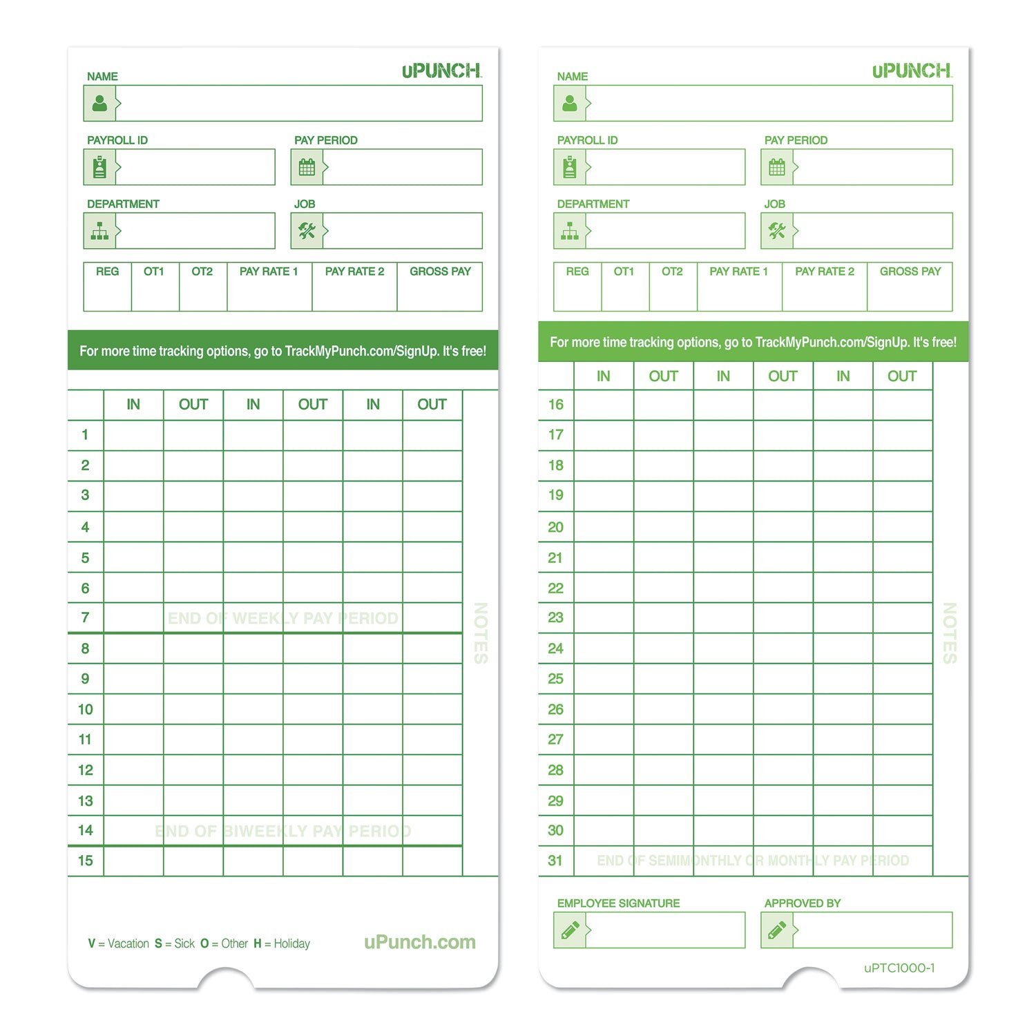 time-clock-cards-for-upunch-hn1000-hn3000-hn3600-two-sides-75-x-35-100-pack_ppzhntcg1100 - 1