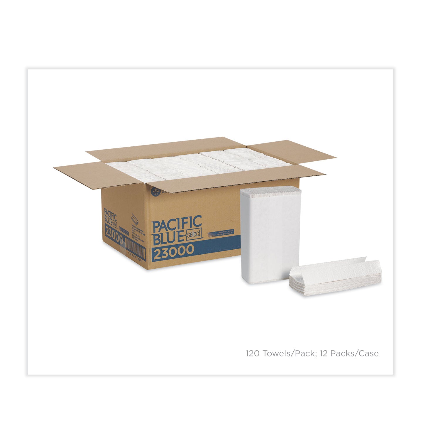 Pacific Blue Select C-Fold Paper Towels, 2-Ply, 10.1 x 12.7, White, 120/Pack, 12 Packs/Carton -
