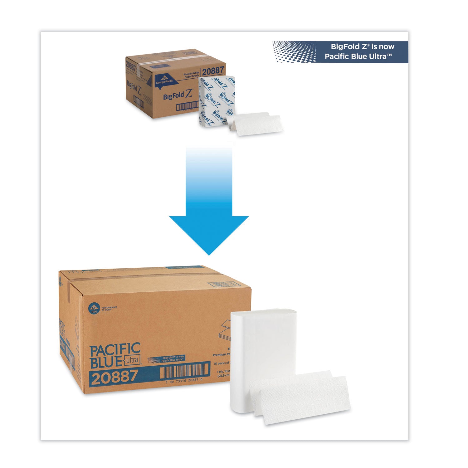 Pacific Blue Ultra Folded Paper Towels, 1-Ply, 10.2 x 10.8, White, 220/Pack, 10 Packs/Carton -