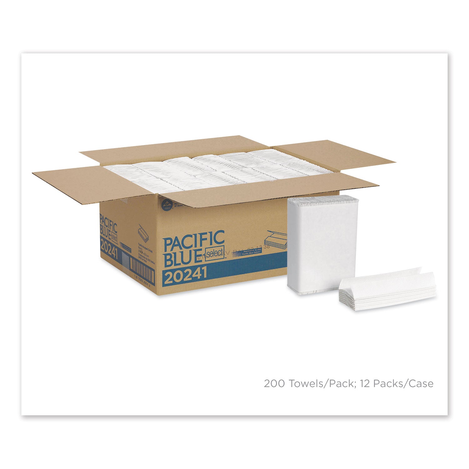 Pacific Blue Select C-Fold Paper Towel, 1-Ply, 10.1 x 10.1, White, 200/Pack, 12 Packs/Carton -