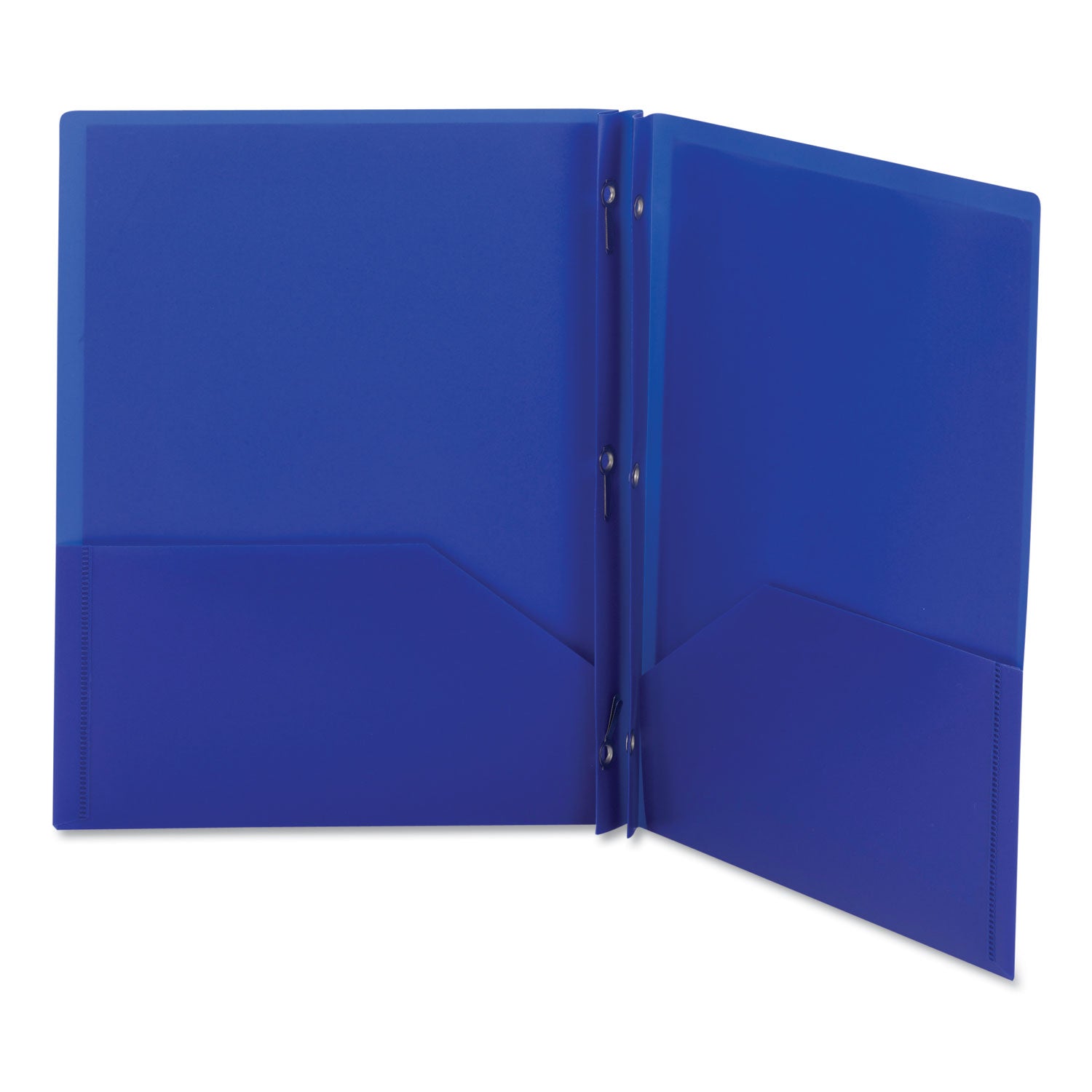 Poly Two-Pocket Folder with Fasteners, 180-Sheet Capacity, 11 x 8.5, Blue, 25/Box -