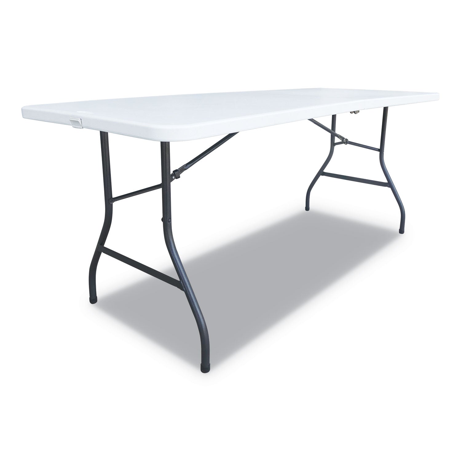 Fold-in-Half Resin Folding Table, Rectangular, 72w x 29.63d x 29.25h, White -