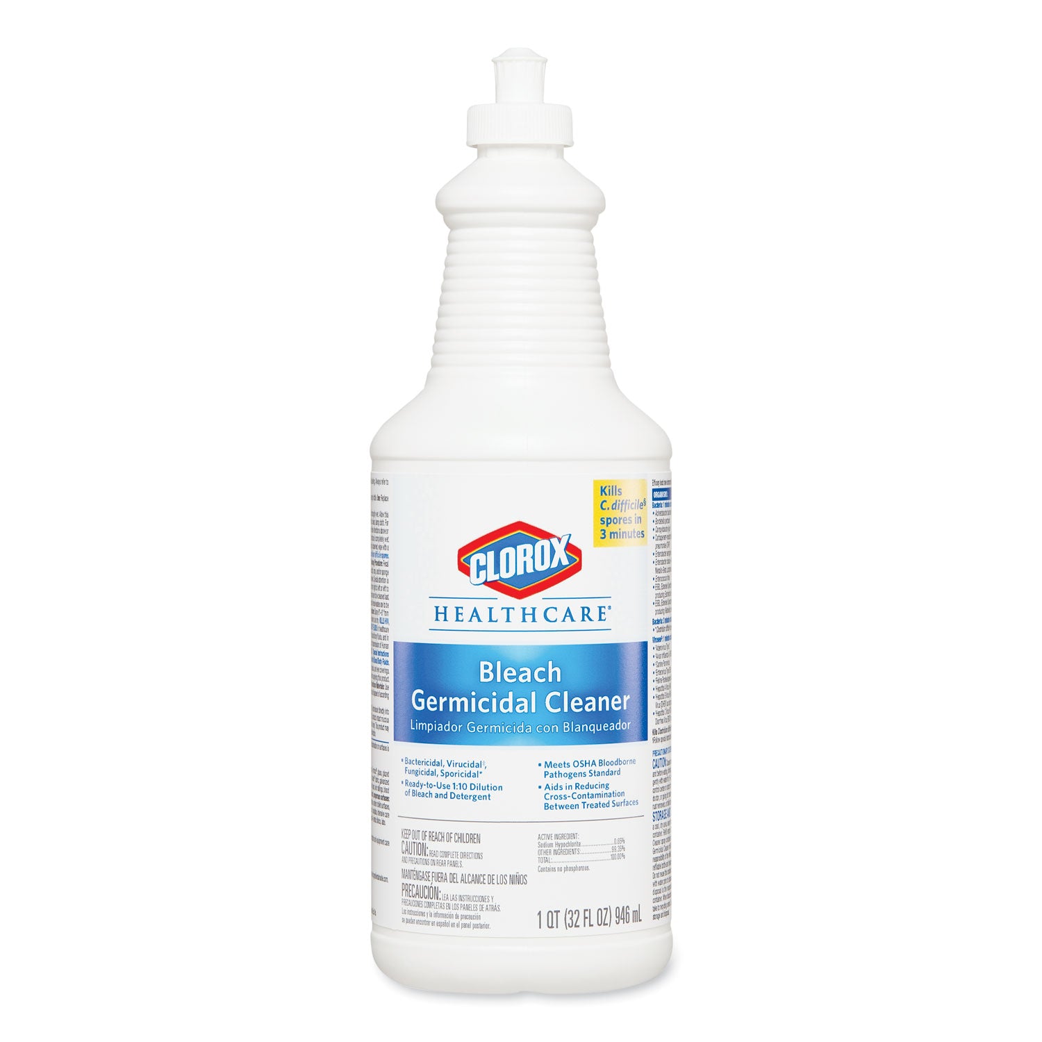 Bleach Germicidal Cleaner, 32 oz Pull-Top Bottle, 6/Carton -