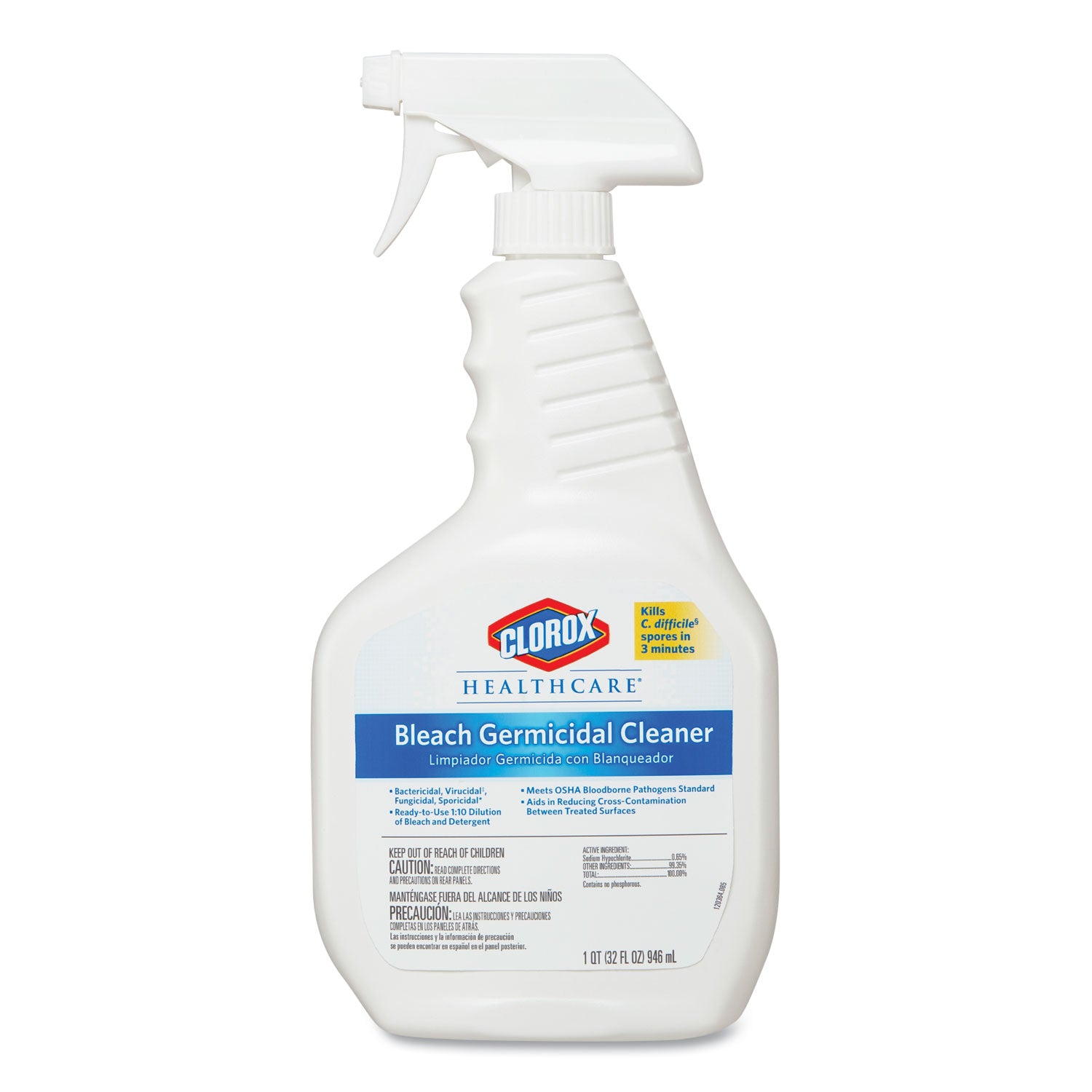 Bleach Germicidal Cleaner, 32 oz Spray Bottle, 6/Carton -