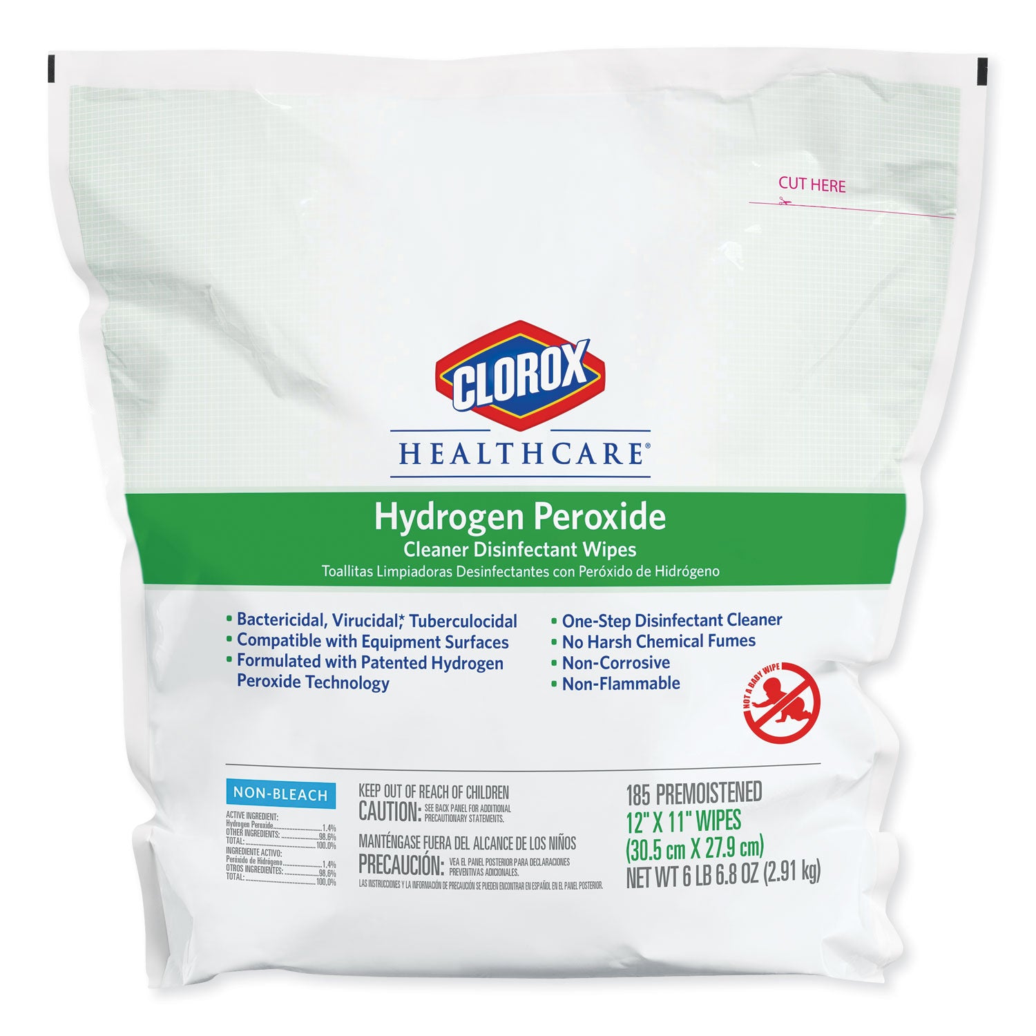 hydrogen-peroxide-cleaner-disinfectant-wipes-12-x-11-unscented-white-185-pack-2-packs-carton_clo30827 - 2
