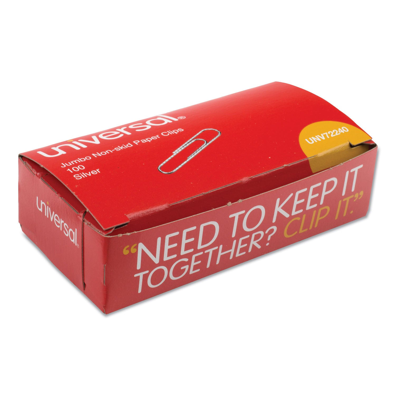 Paper Clips, Jumbo, Nonskid, Silver, 100 Clips/Box, 10 Boxes/Pack -