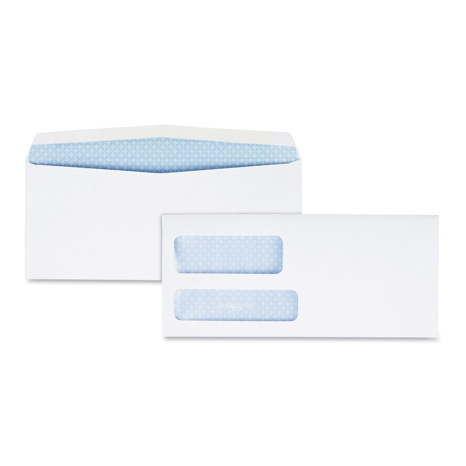 Double Window Security-Tinted Check Envelope, #9, Commercial Flap, Gummed Closure, 3.88 x 8.88, White, 500/Box -