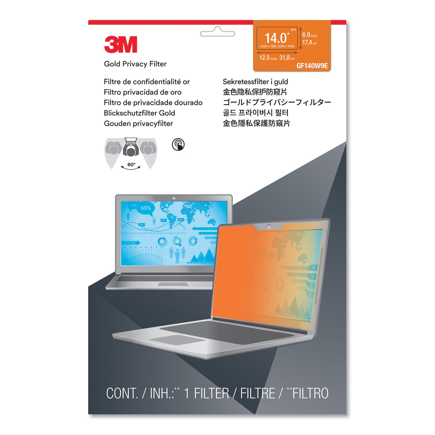 touch-compatible-gold-privacy-filter-for-14-widescreen-laptop-169-aspect-ratio_mmmgf140w9e - 2