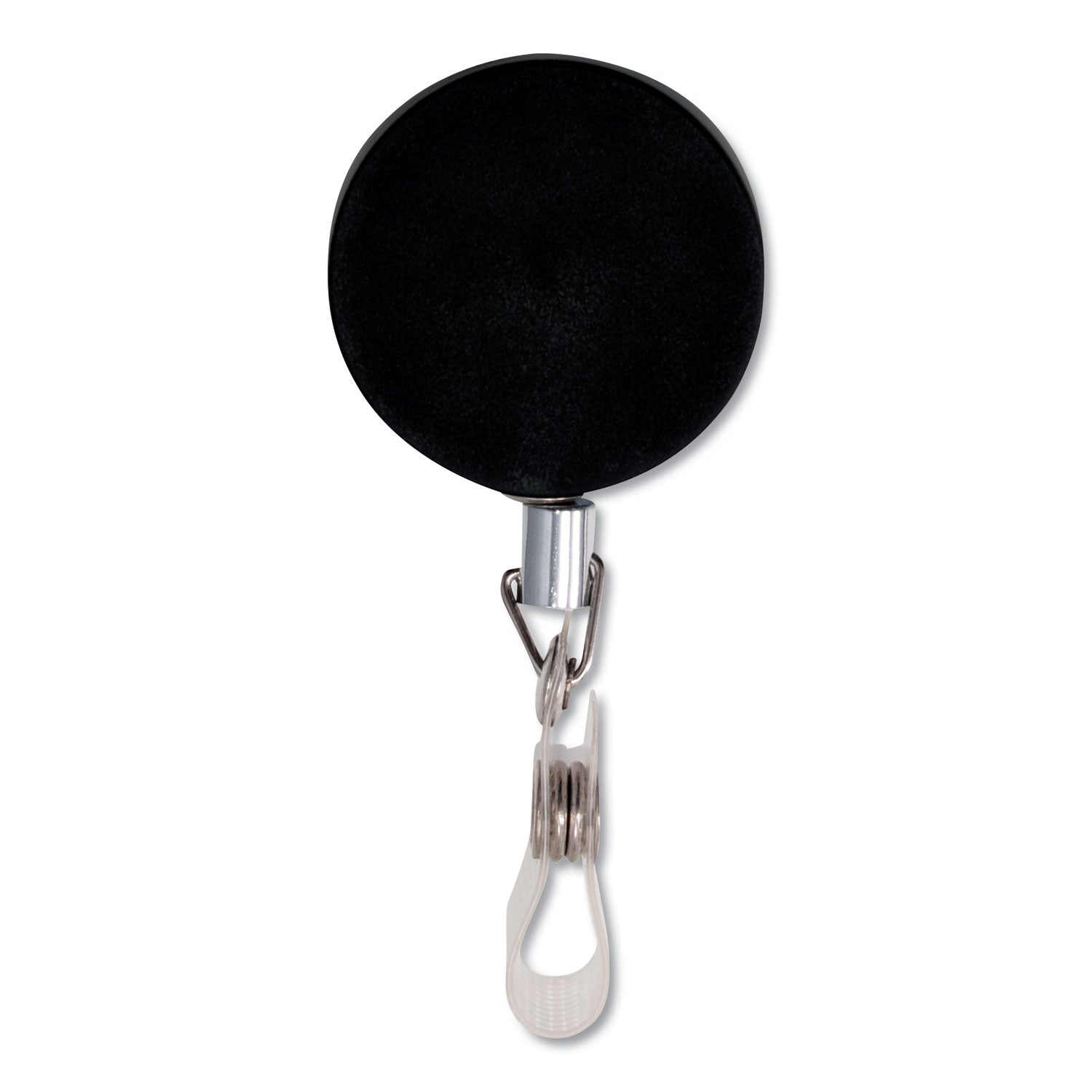 Premier Heavy-Duty Retractable ID Card Reel, 24" Extension, Black/Silver, 12/Box -