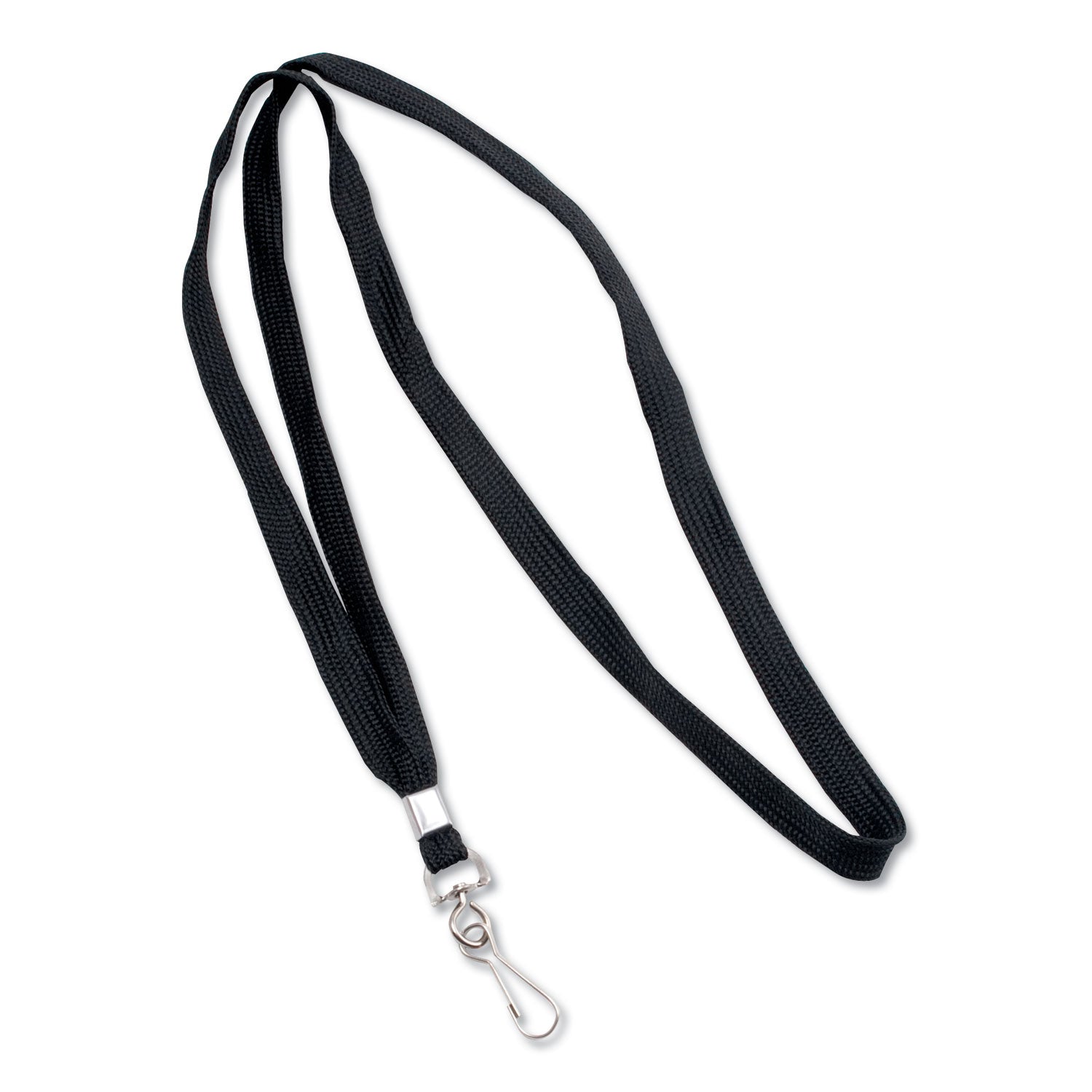 Deluxe Lanyards, Metal J-Hook Fastener, 36" Long, Black, 24/Box -