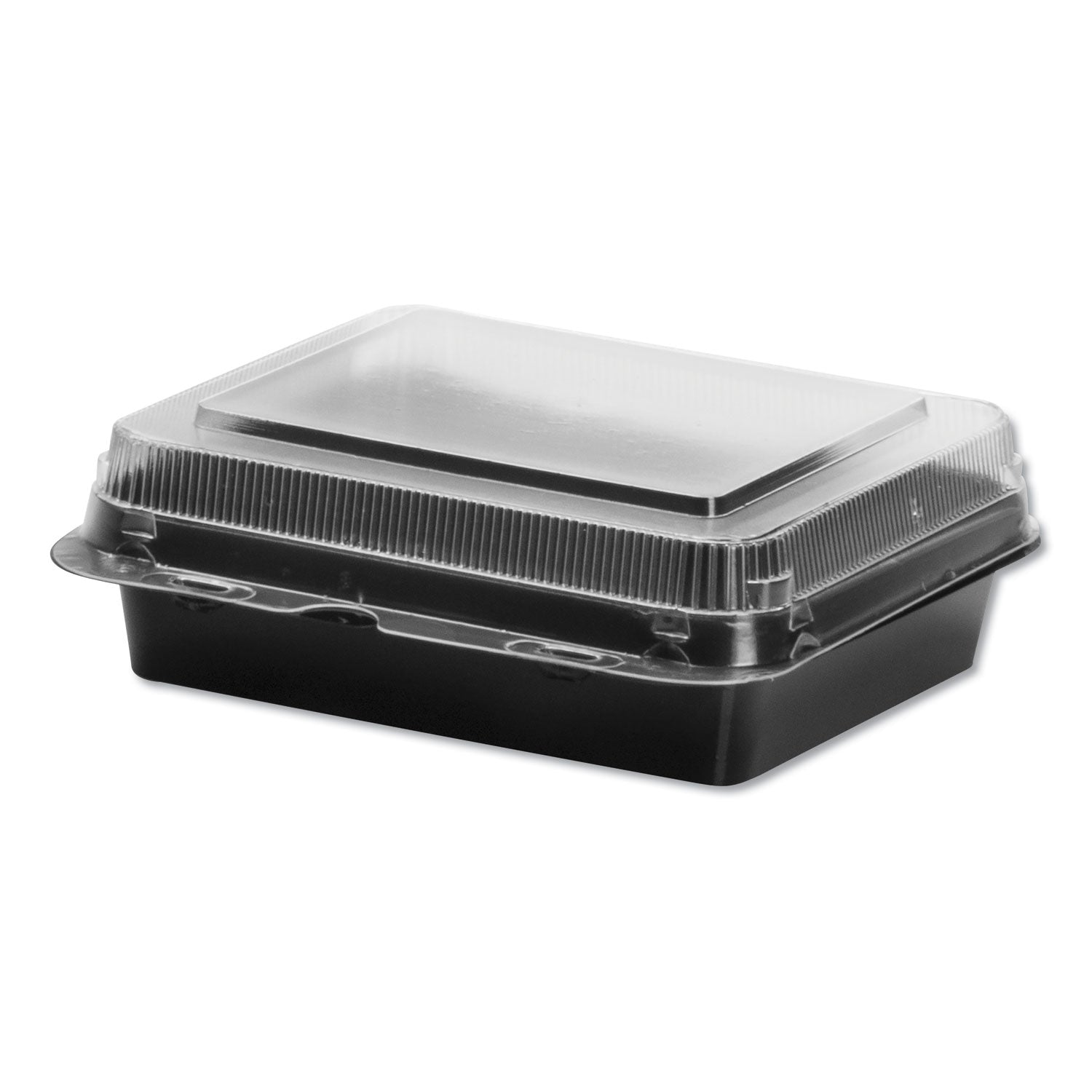creative-carryouts-hinged-plastic-hot-deli-boxes-medium-snack-box-18-oz-622-x-59-x-21-black-clear-200-carton_scc851611ps94 - 1