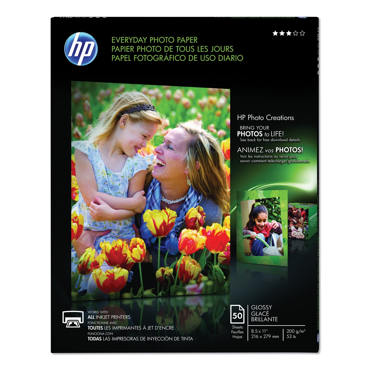 Everyday Photo Paper, 8 mil, 8.5 x 11, Glossy White, 50/Pack -