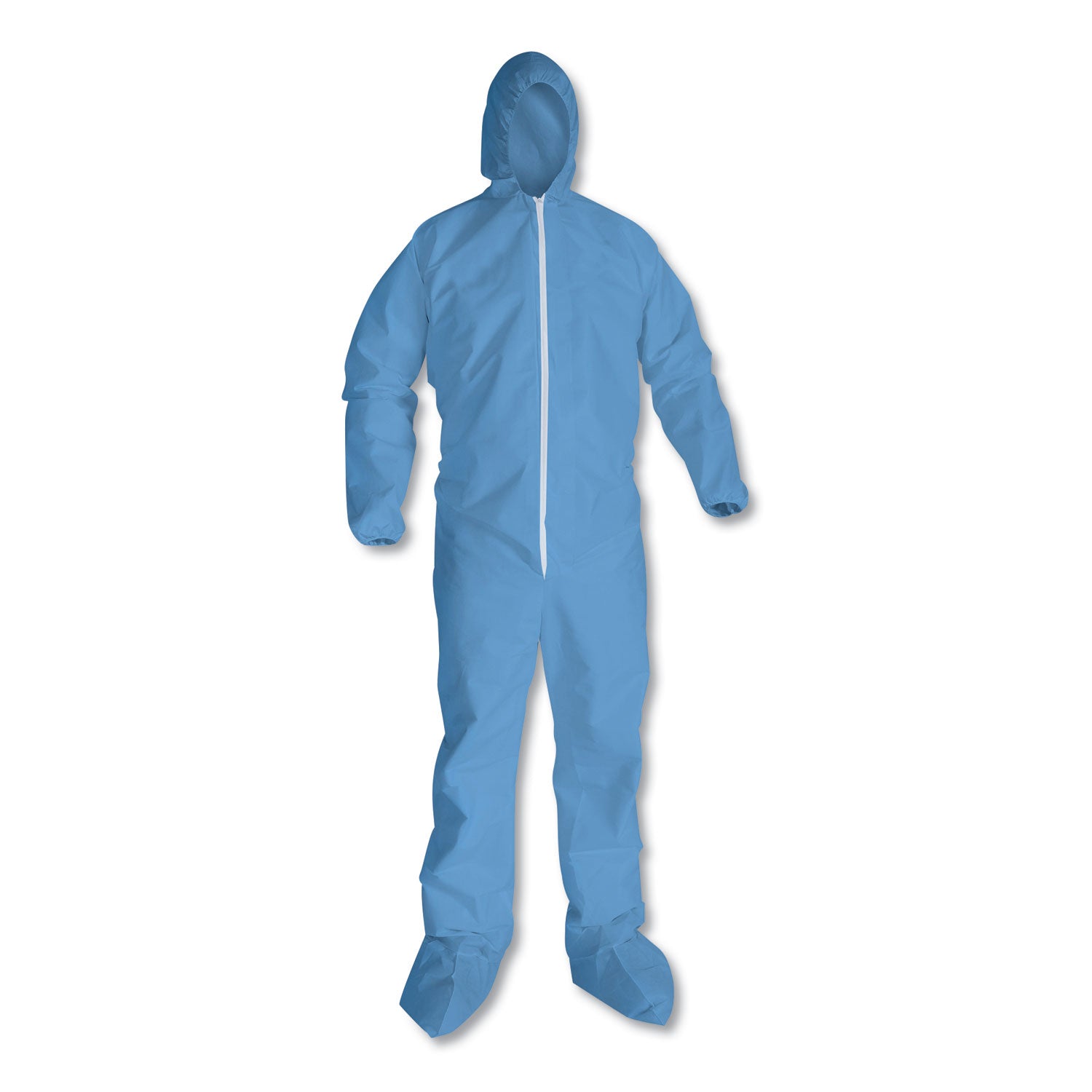 A65 Zipper Front Hood and Boot Flame-Resistant Coveralls, Elastic Wrist and Ankles, 2X-Large,Blue, 25/Carton -