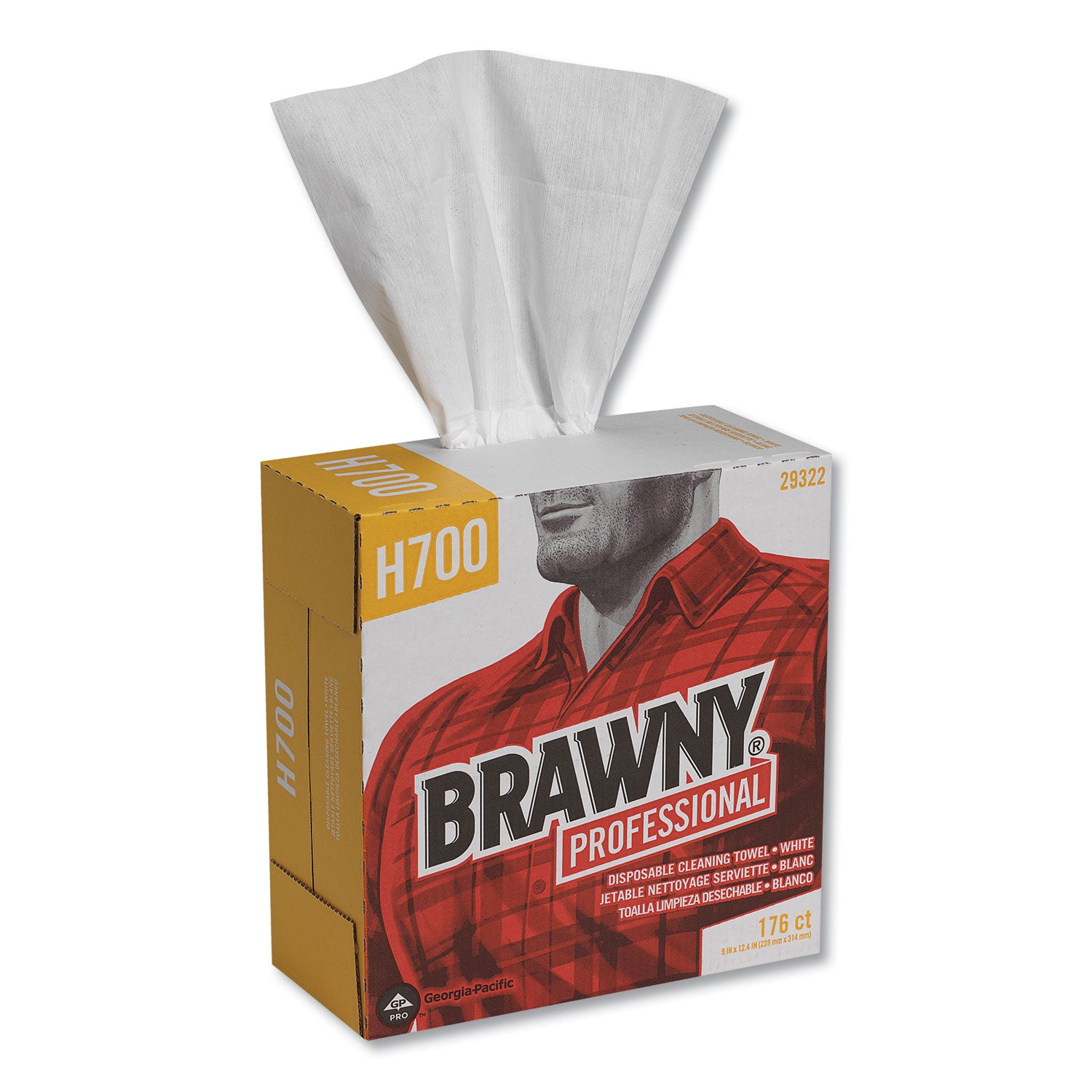 Heavyweight HEF Disposable Shop Towels, 9 x 12.5, White, 176/Box, 10 Box/Carton -