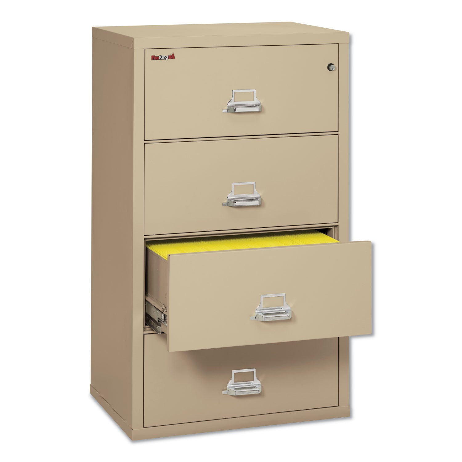 Insulated Lateral File, 4 Legal/Letter-Size File Drawers, Parchment, 31.13" x 22.13" x 52.75", 260 lb Overall Capacity -