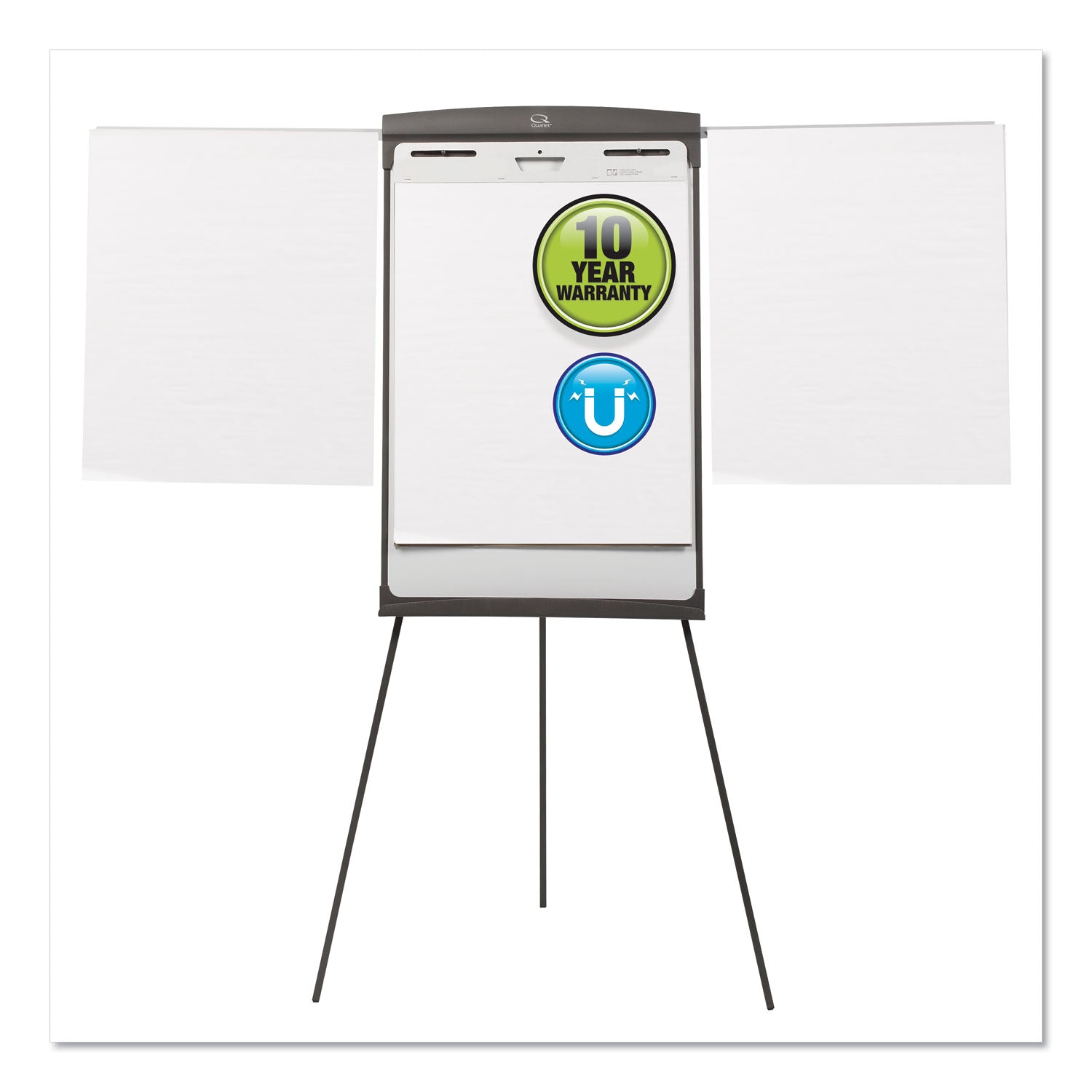 Magnetic Dry Erase Easel, 27 x 35, Graphite Surface, Graphite Plastic Frame -