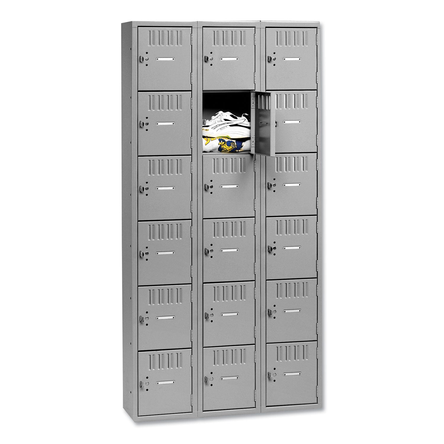 Box Compartments, Triple Stack, 36w x 18d x 72h, Medium Gray -