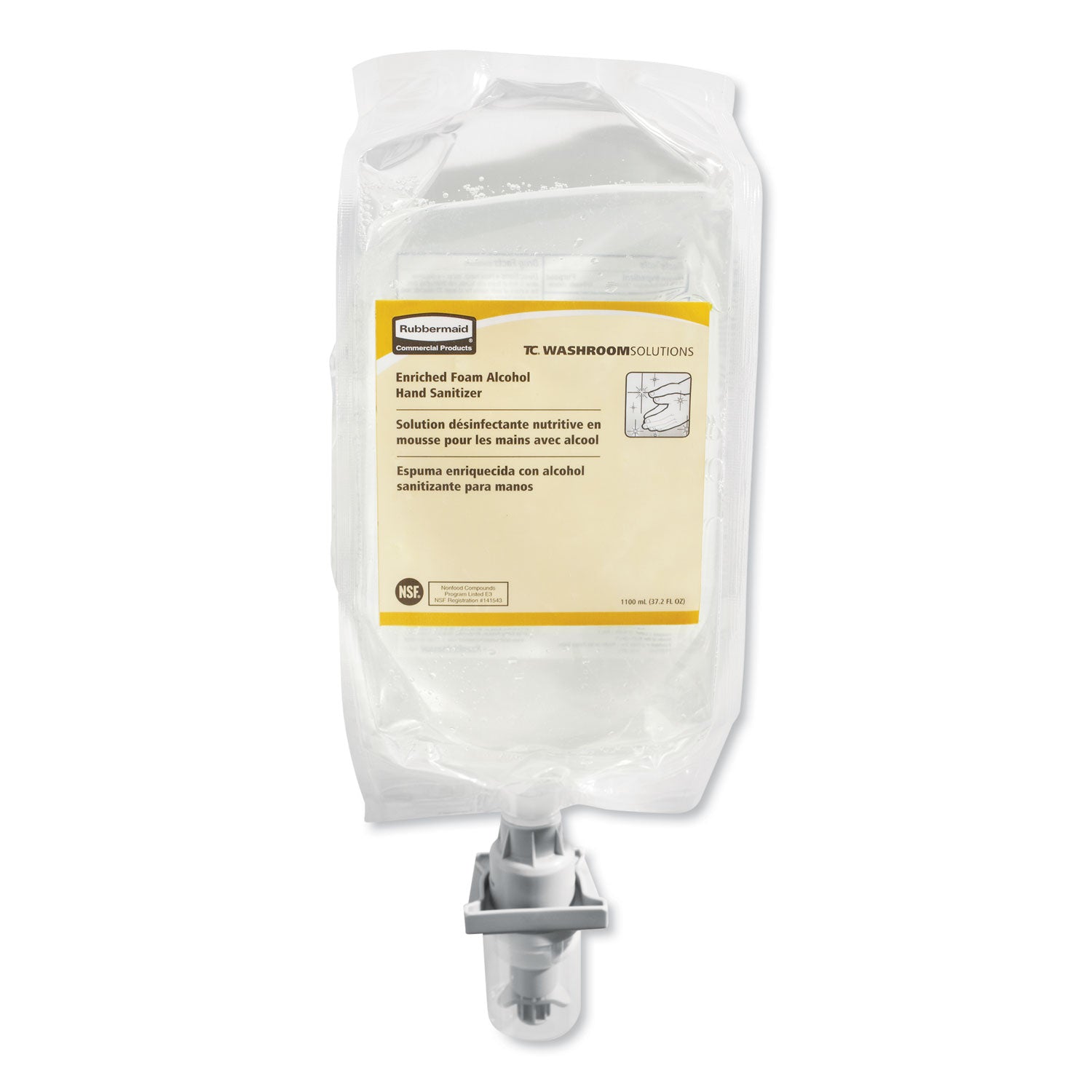 Rubbermaid Commercial Hand Sanitizer Foam Refill - Fragrance-free Scent - 37.2 fl oz (1100 mL) - Kill Germs - Hand - White Clear - Dye-free, Hygienic - 4 / Carton - 1