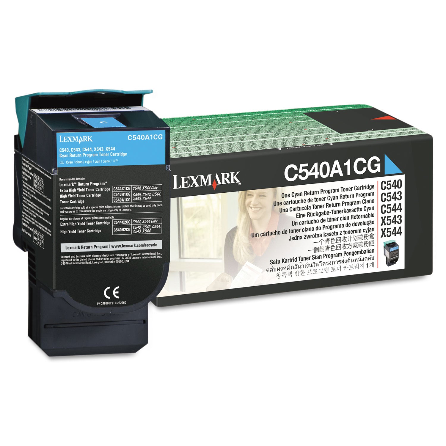 C540A1CG Return Program Toner, 1,000 Page-Yield, Cyan -