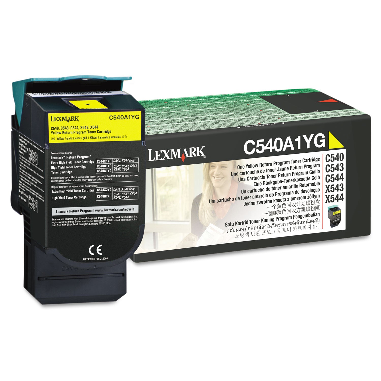 C540A1YG Return Program Toner, 1,000 Page-Yield, Yellow -