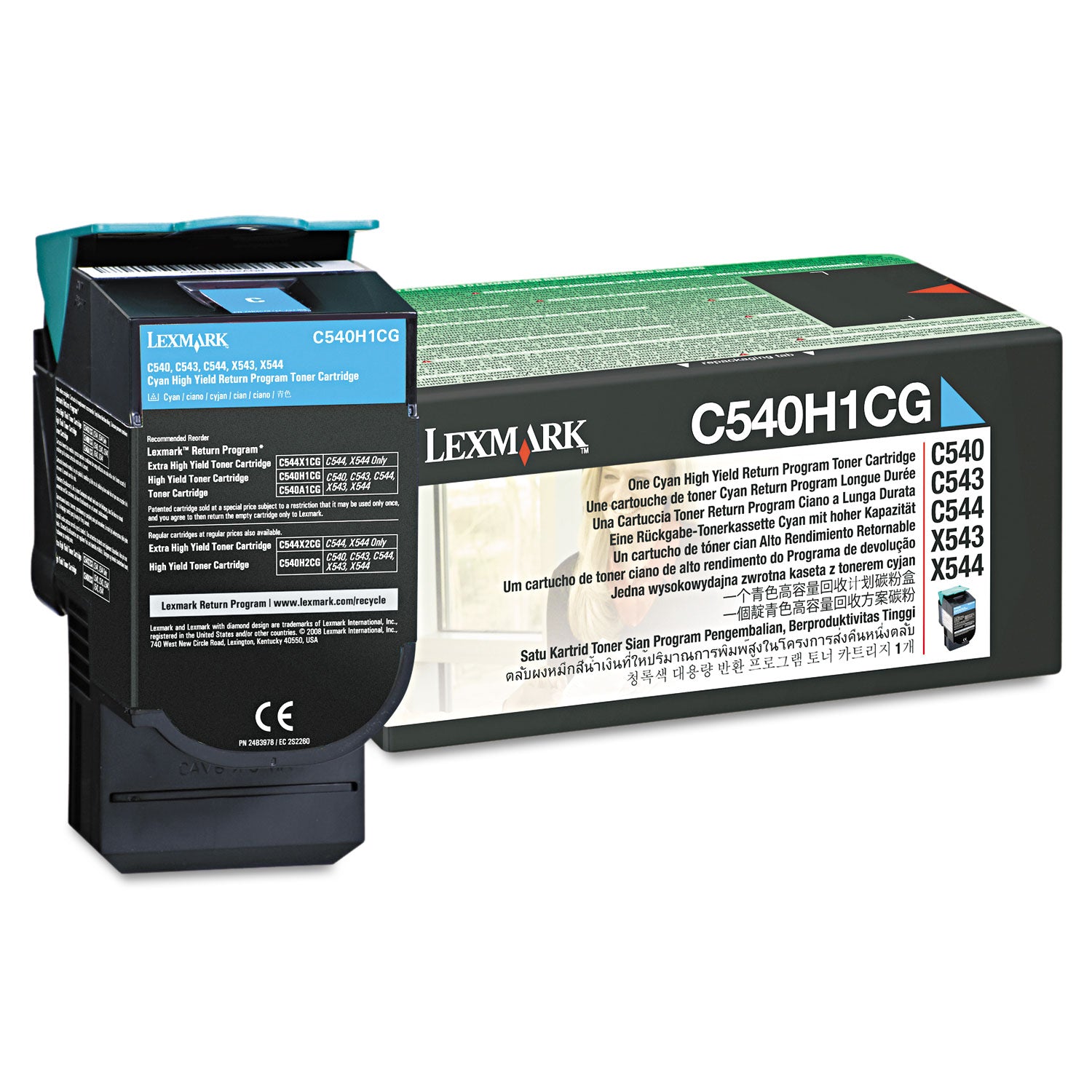 C540H1CG Return Program High-Yield Toner, 2,000 Page-Yield, Cyan -