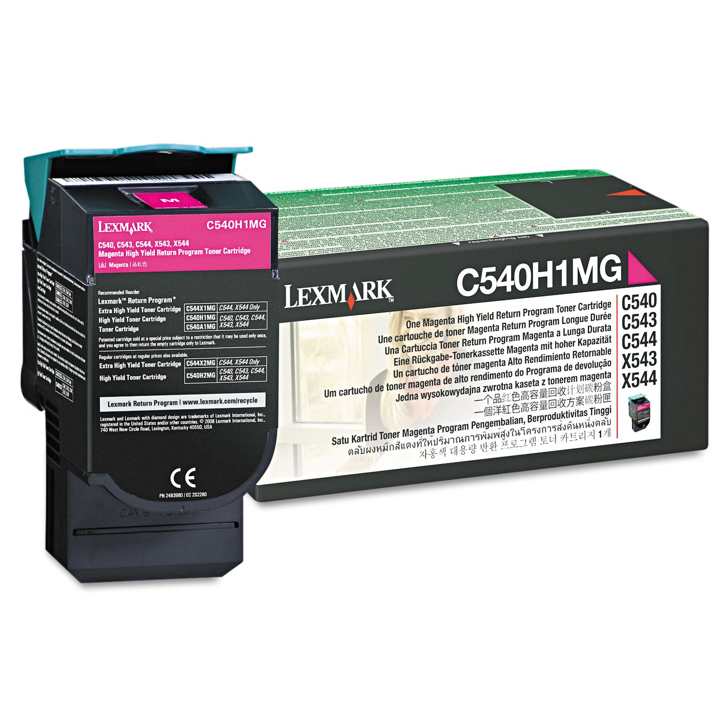 C540H1MG Return Program High-Yield Toner, 2,000 Page-Yield, Magenta -