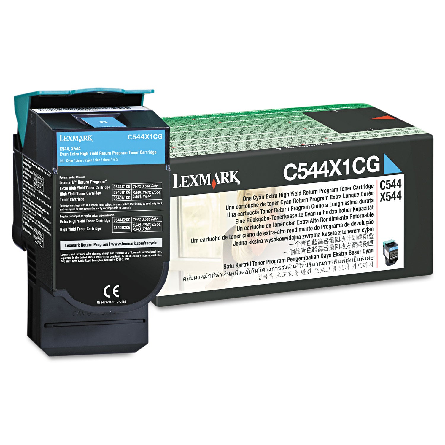 C544X1CG Return Program Extra High-Yield Toner, 4,000 Page-Yield, Cyan -