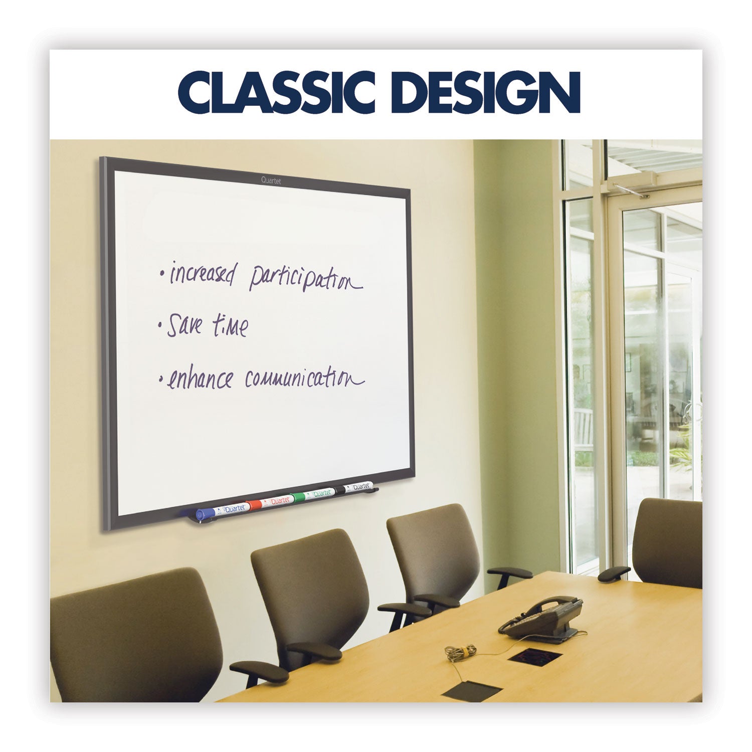 Classic Series Nano-Clean Dry Erase Board, 36 x 24, White Surface, Black Aluminum Frame -