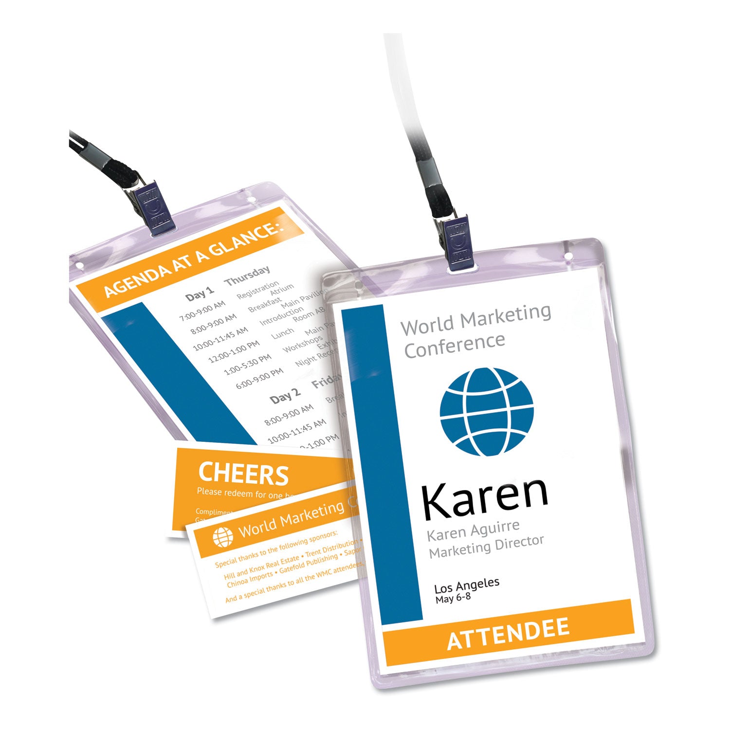 lanyard-style-badge-holder-w-laser-inkjet-inserts-top-load-425-x-6-we-25-pk_ave8520 - 2