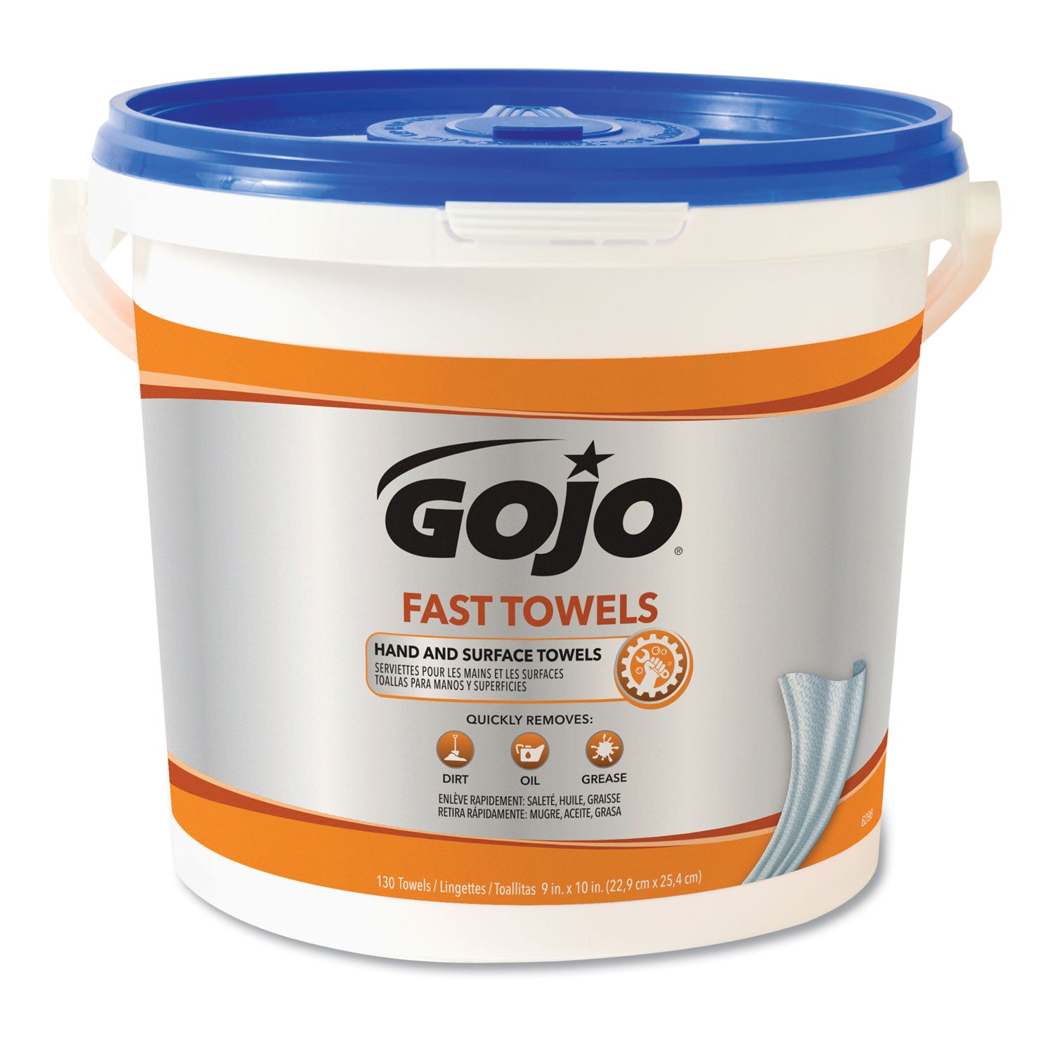 FAST TOWELS Hand Cleaning Towels, 9 x 10, Fresh Citrus, Blue, 225/Bucket, 2 Buckets/Carton -