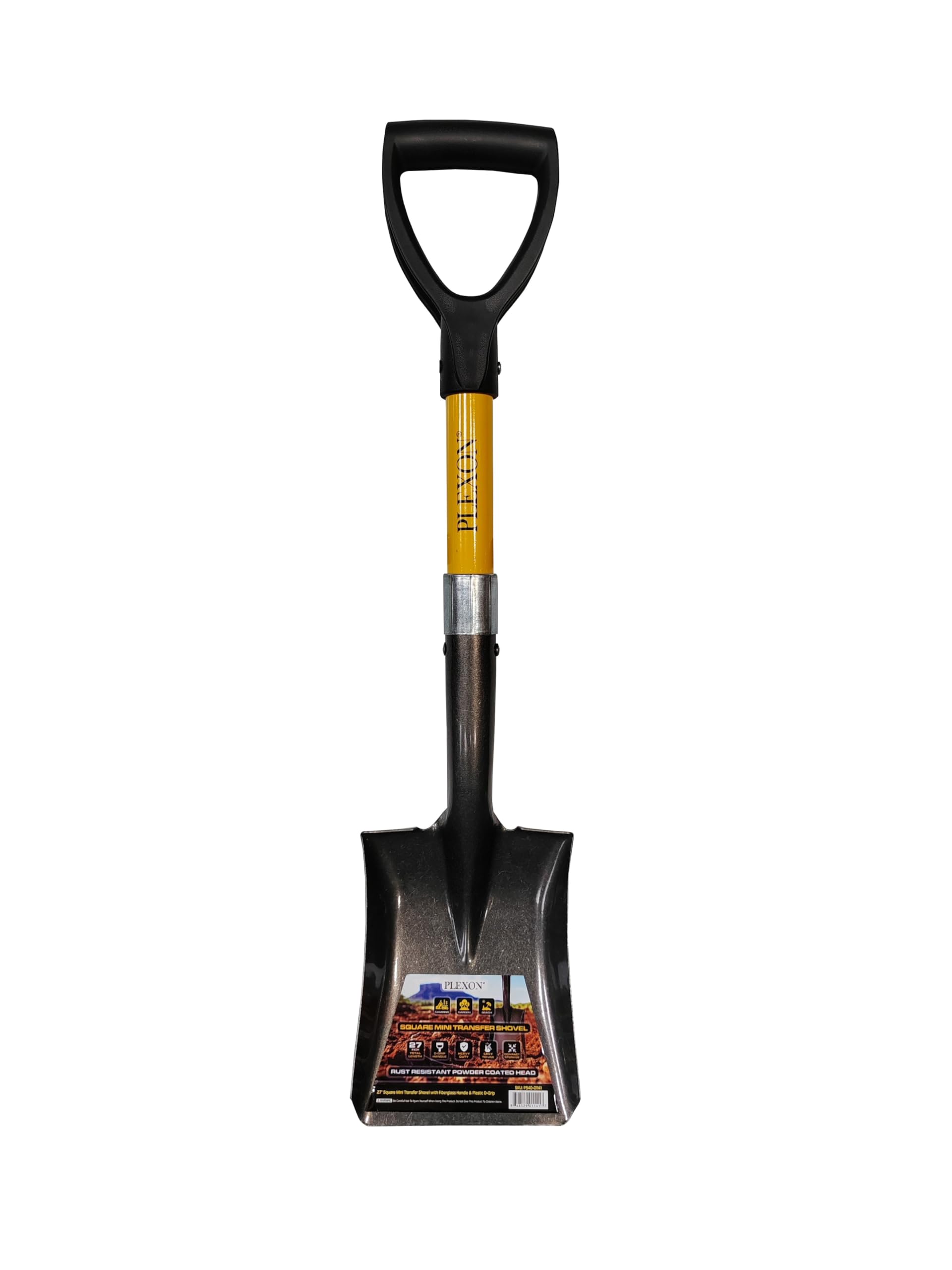 27" Square Short Transfer Shovel with Fiberglass Handle & Plastic D-Grip