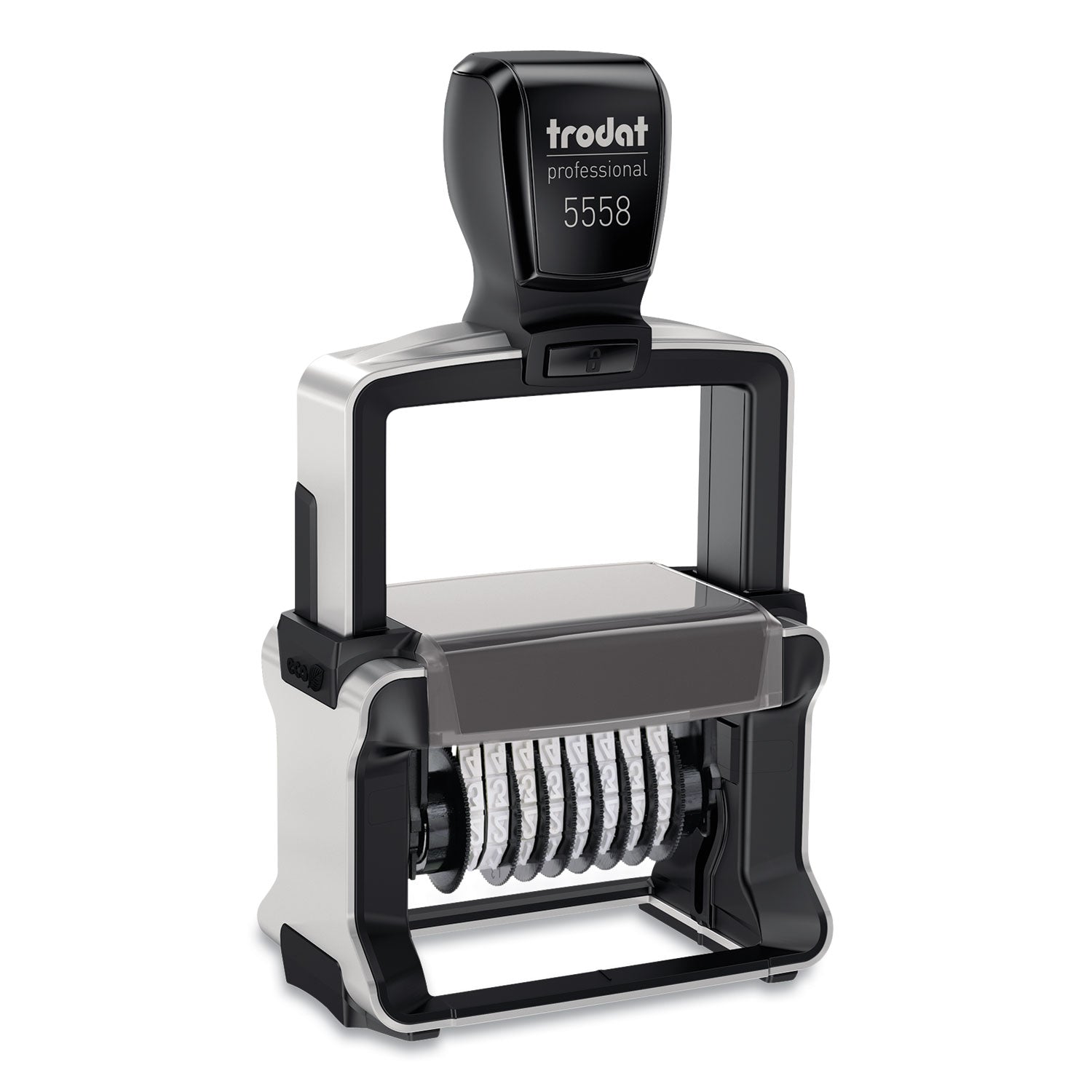 Professional Self-Inking Numberer, Eight Bands/Digits, Type Size: 2, Black -