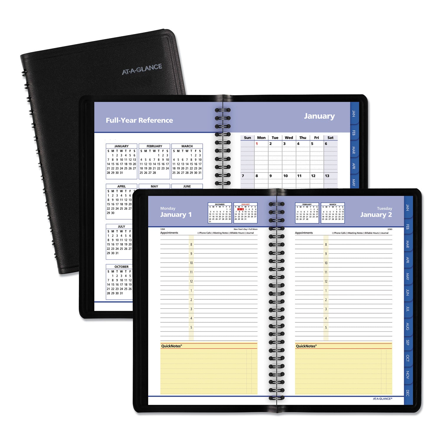 800 Range Weekly/Monthly Appointment Book, 11 x 8.25, Black Cover, 12-Month (Jan to Dec): 2024 -