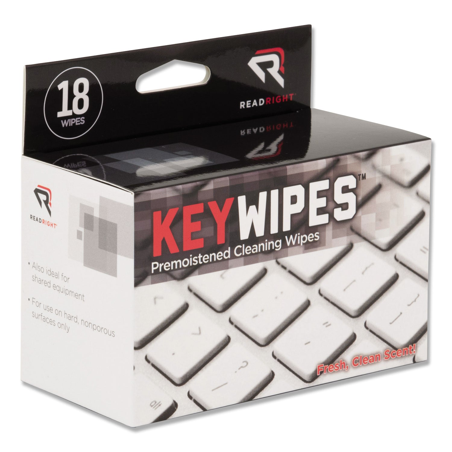 KeyWipes Keyboard Wet Wipes, 6.88 x 5, Unscented, 18/Box -