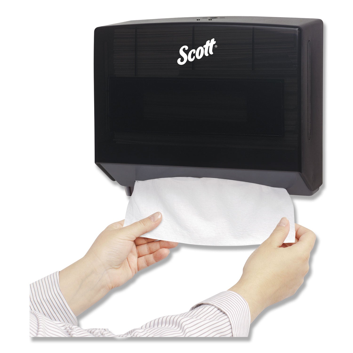 Scottfold Folded Towel Dispenser, 10.75 x 4.75 x 9, Black -