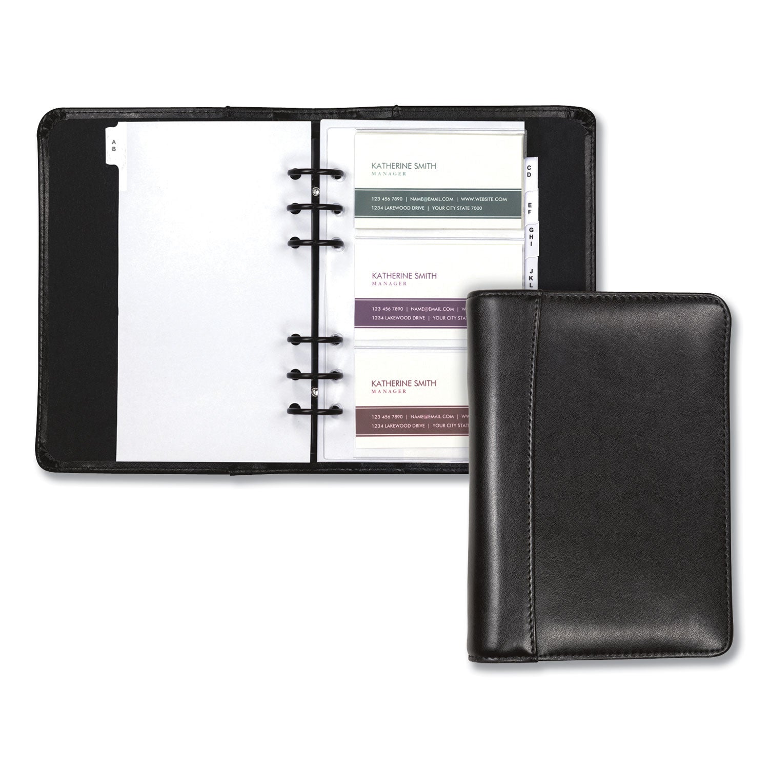 Regal Leather Business Card Binder, Holds 120 2 x 3.5 Cards, 5.75 x 7.75, Black -