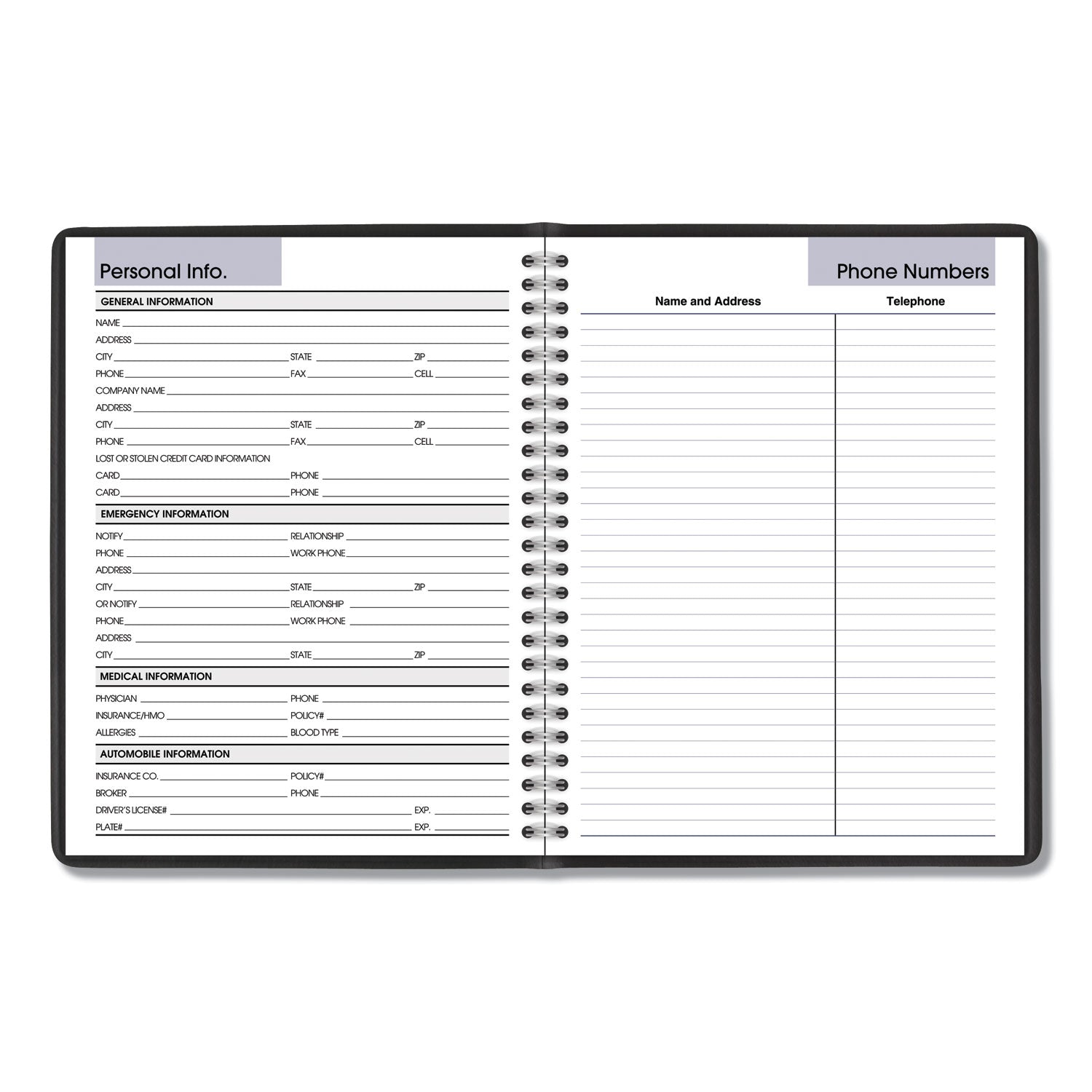 DayMinder Monthly Planner with Notes Column, Ruled Blocks, 8.75 x 7, Black Cover, 12-Month (Jan to Dec): 2024 -