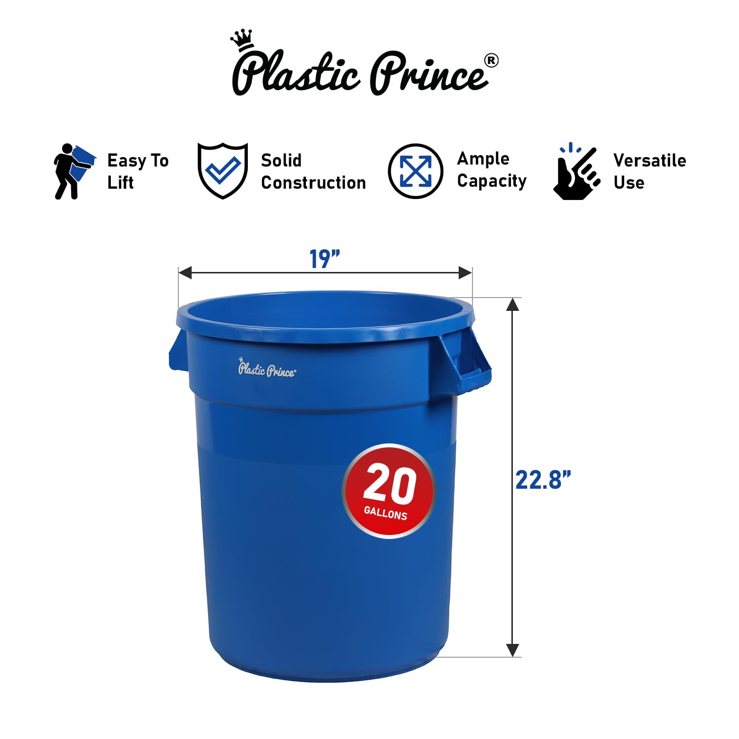 20 Gal Blue Round Trash Can