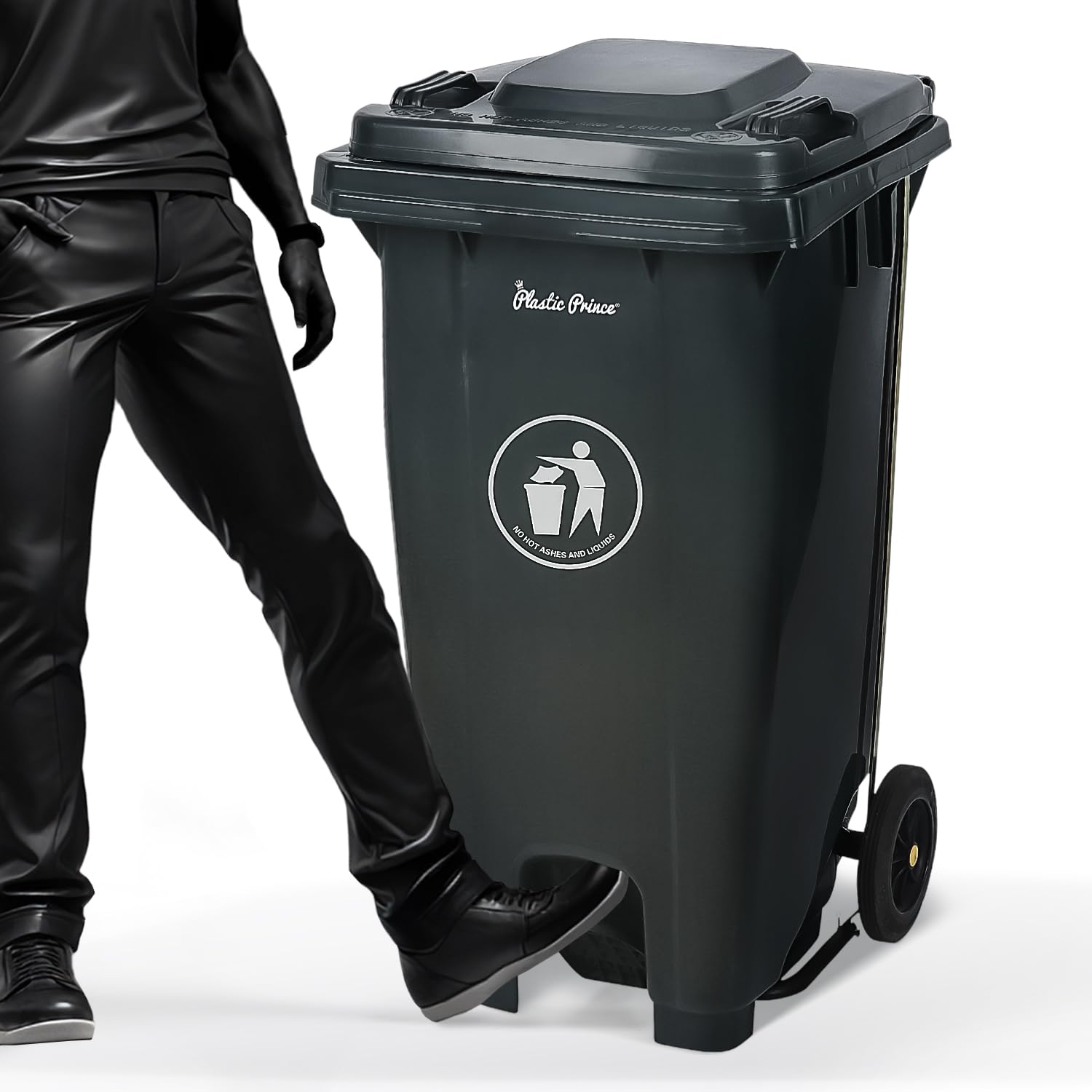 65 Gal Gray Step-On Rollout Container