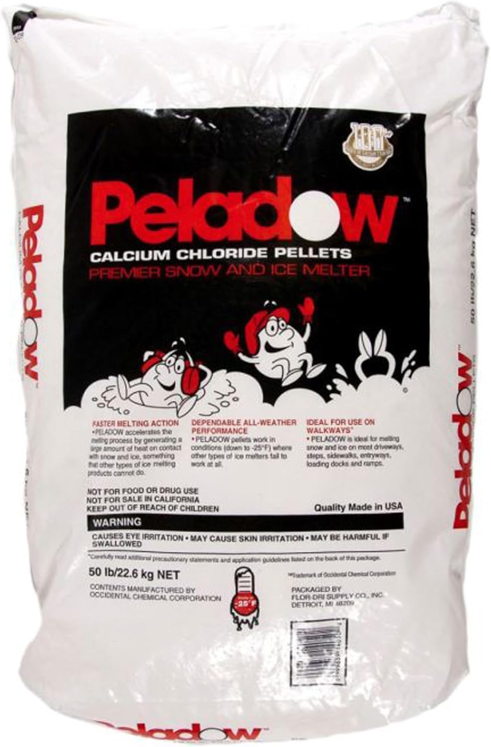 Peladow Calcium Chloride Pellets Snow and Ice Melter 50lb (1 Truck)