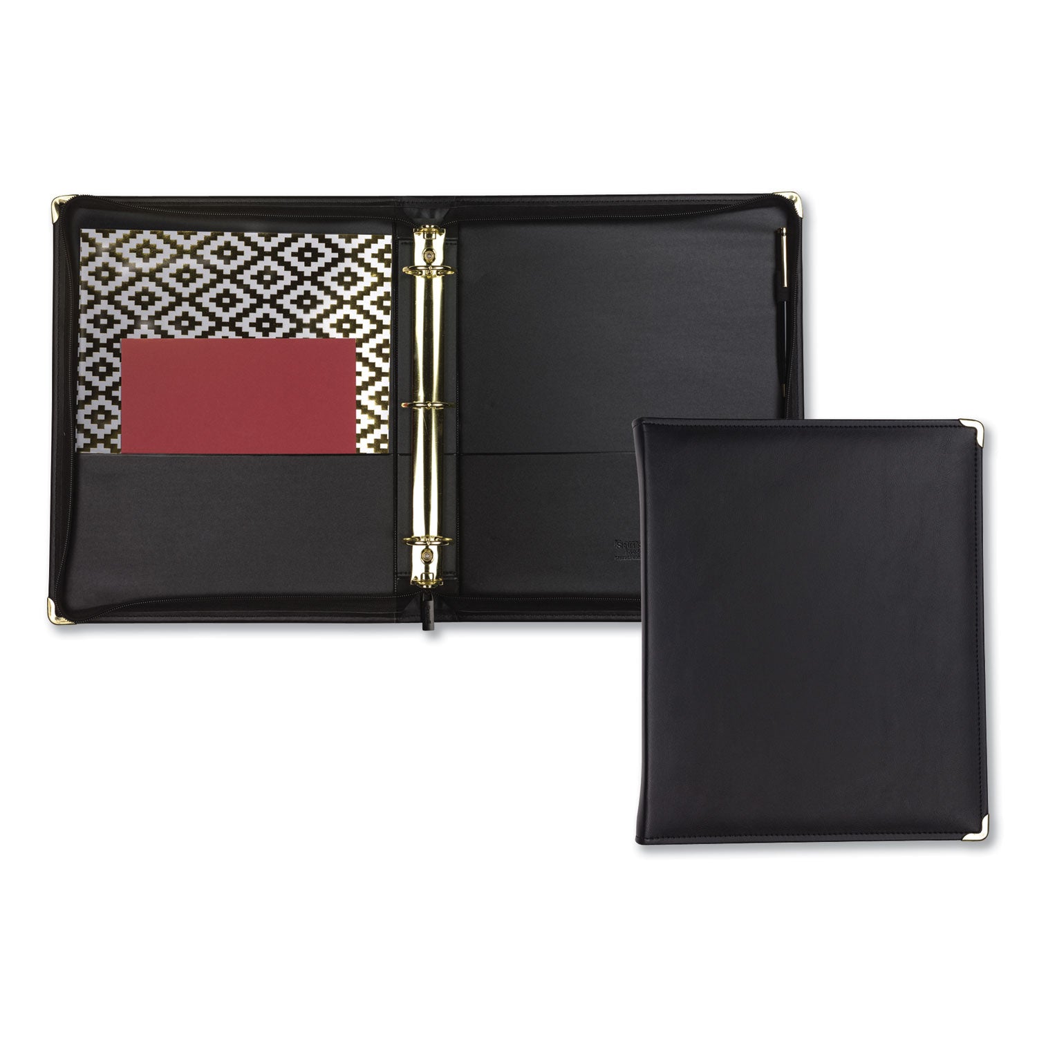 Classic Collection Zipper Ring Binder, 3 Rings, 1.5" Capacity, 11 x 8.5, Black -