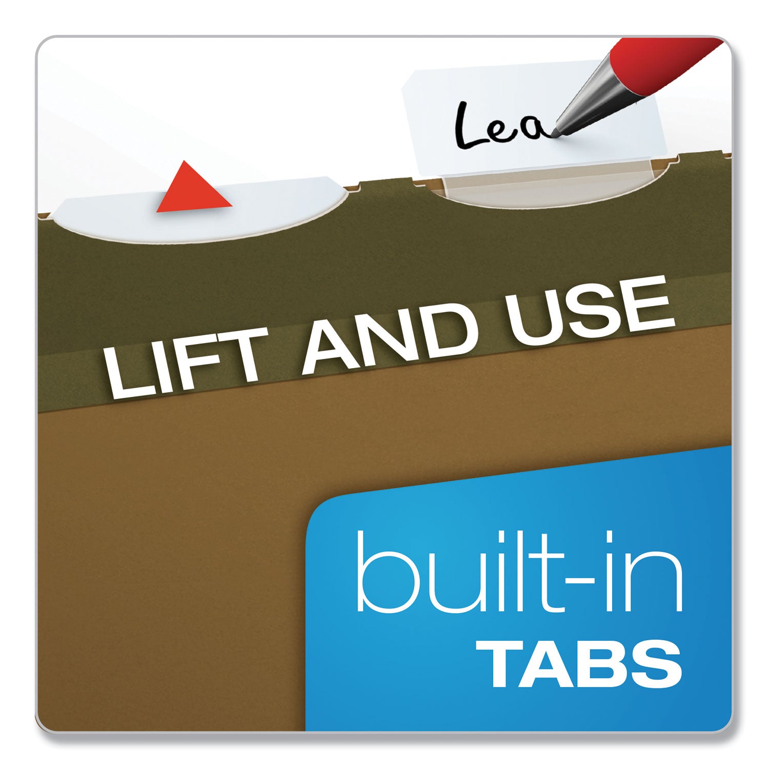 Ready-Tab Reinforced Hanging File Folders, Letter Size, 1/5-Cut Tabs, Standard Green, 25/Box -