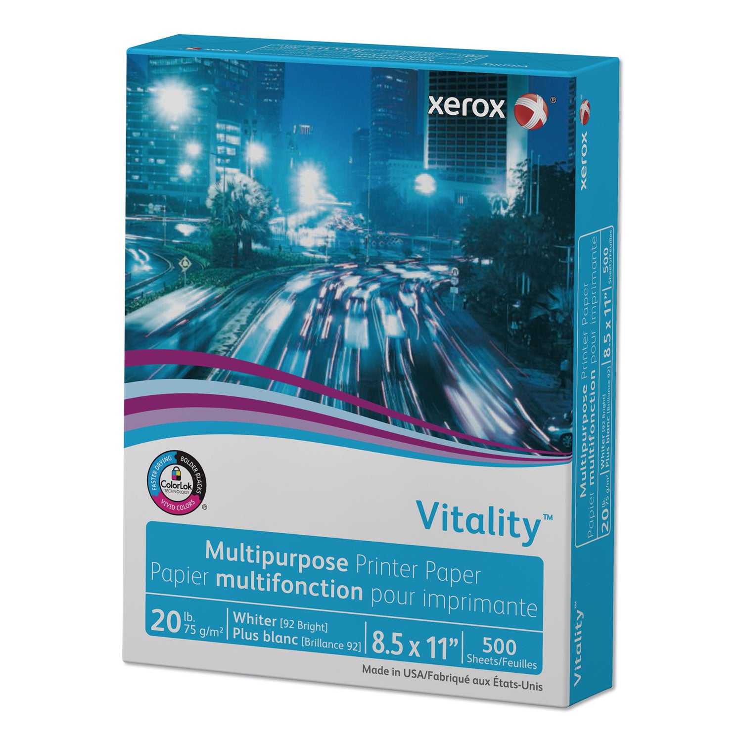 Vitality Multipurpose Print Paper, 92 Bright, 20 lb Bond Weight, 8.5 x 11, White, 500 Sheets/Ream, 10 Reams/Carton -