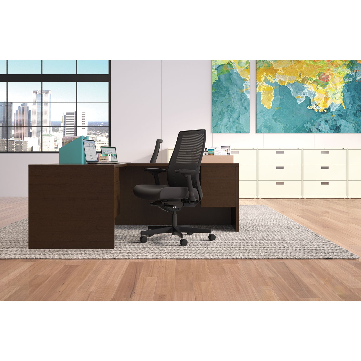 Endorse Mesh Mid-Back Work Chair, Supports Up to 300 lb, 17.5" to 21.75" Seat Height, Black -